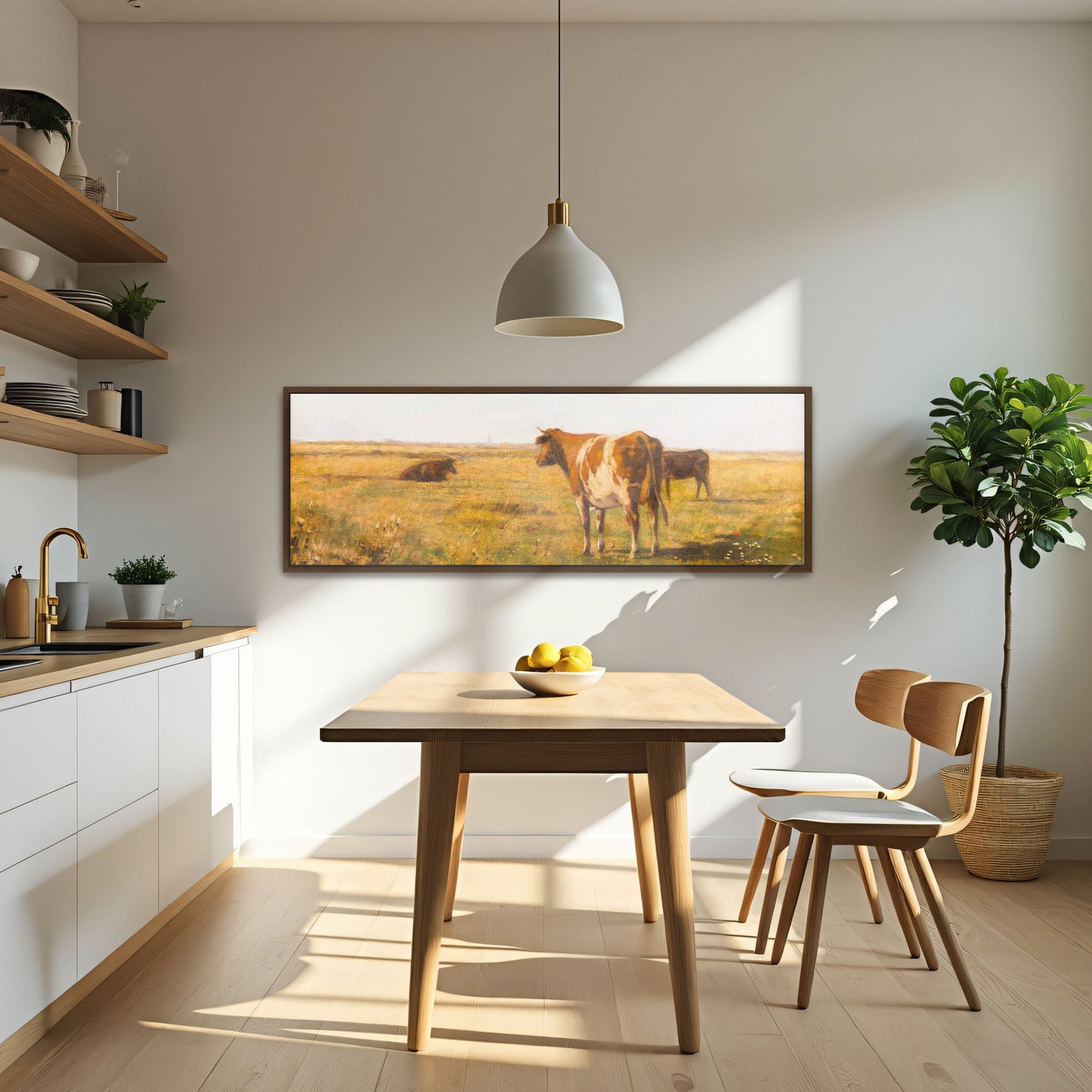 cows in a field, brown and white, rural landscape by Eugen Jettel