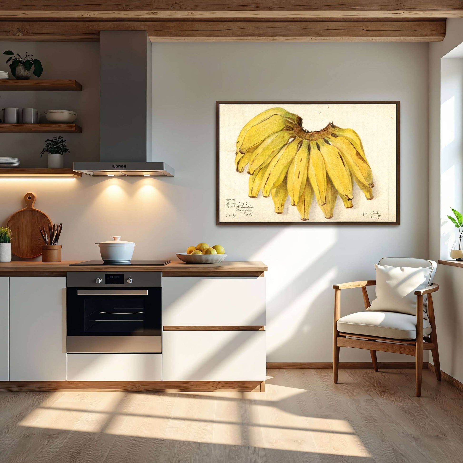 Watercolor painting of bananas by Amanda Almira Newton