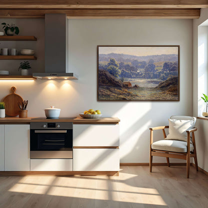 A landscape with a house in a valley by Leonard Ochtman