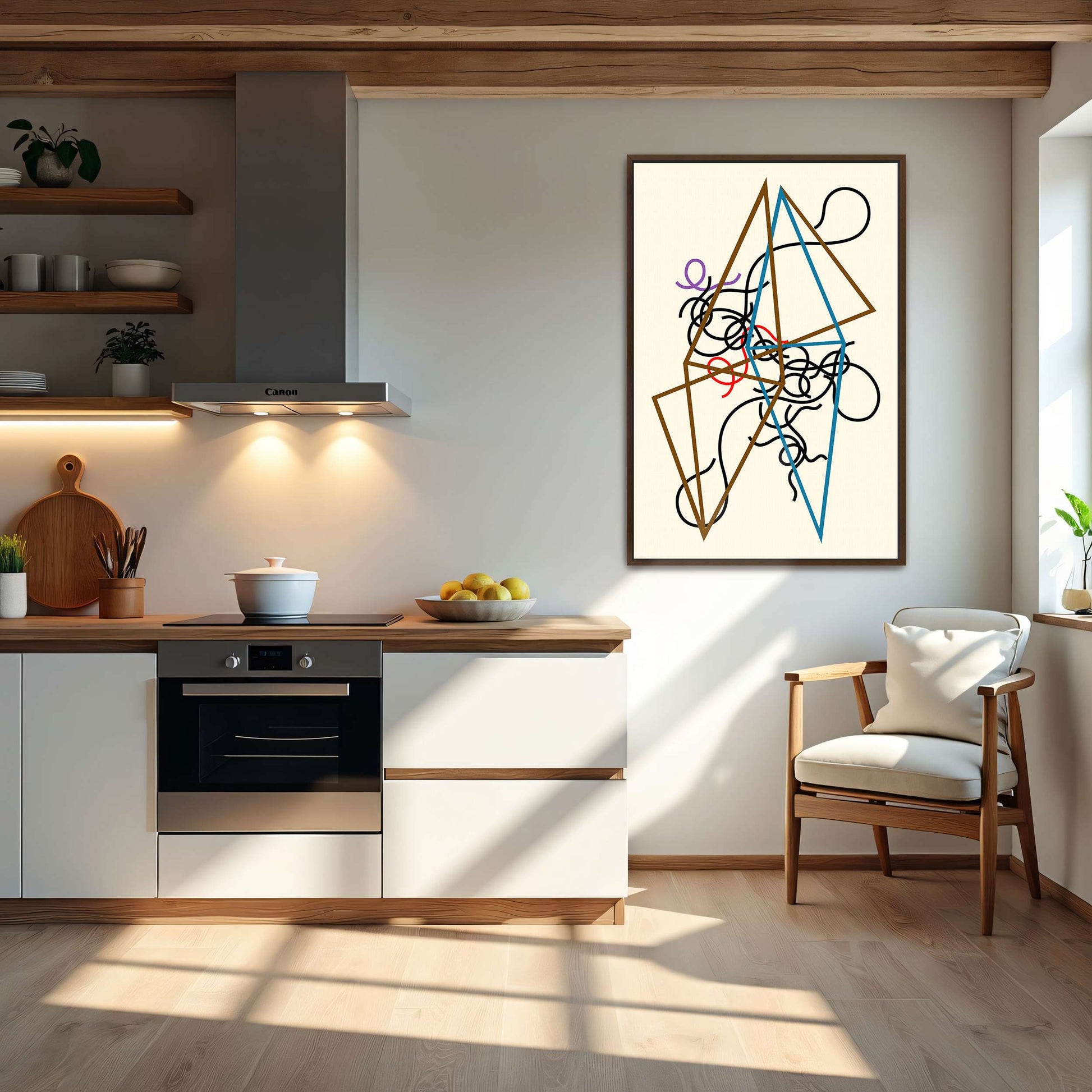 Abstract art with geometric shapes and lines by Myriam Thyes