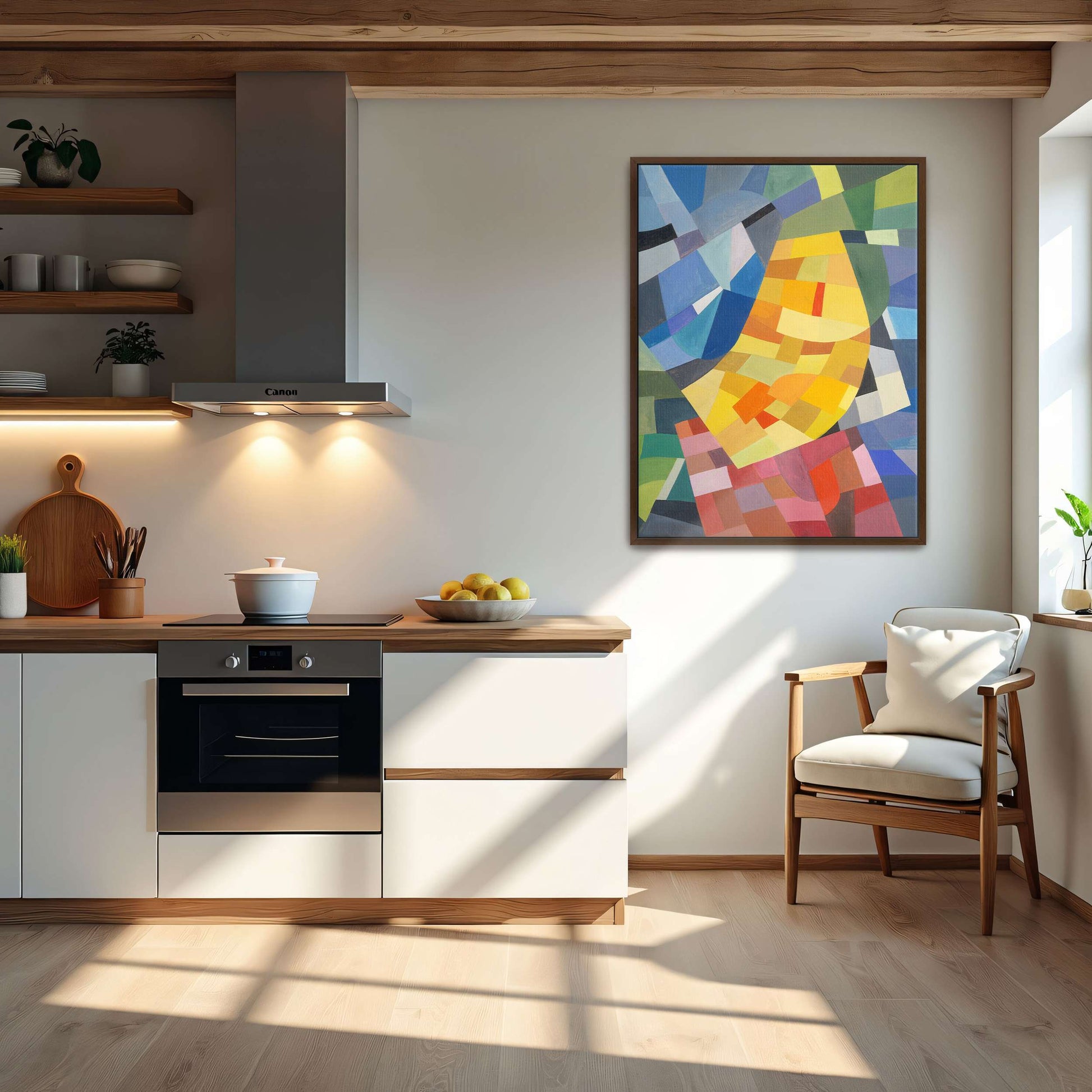 Abstract geometric painting with yellow and red by Otto Freundlich