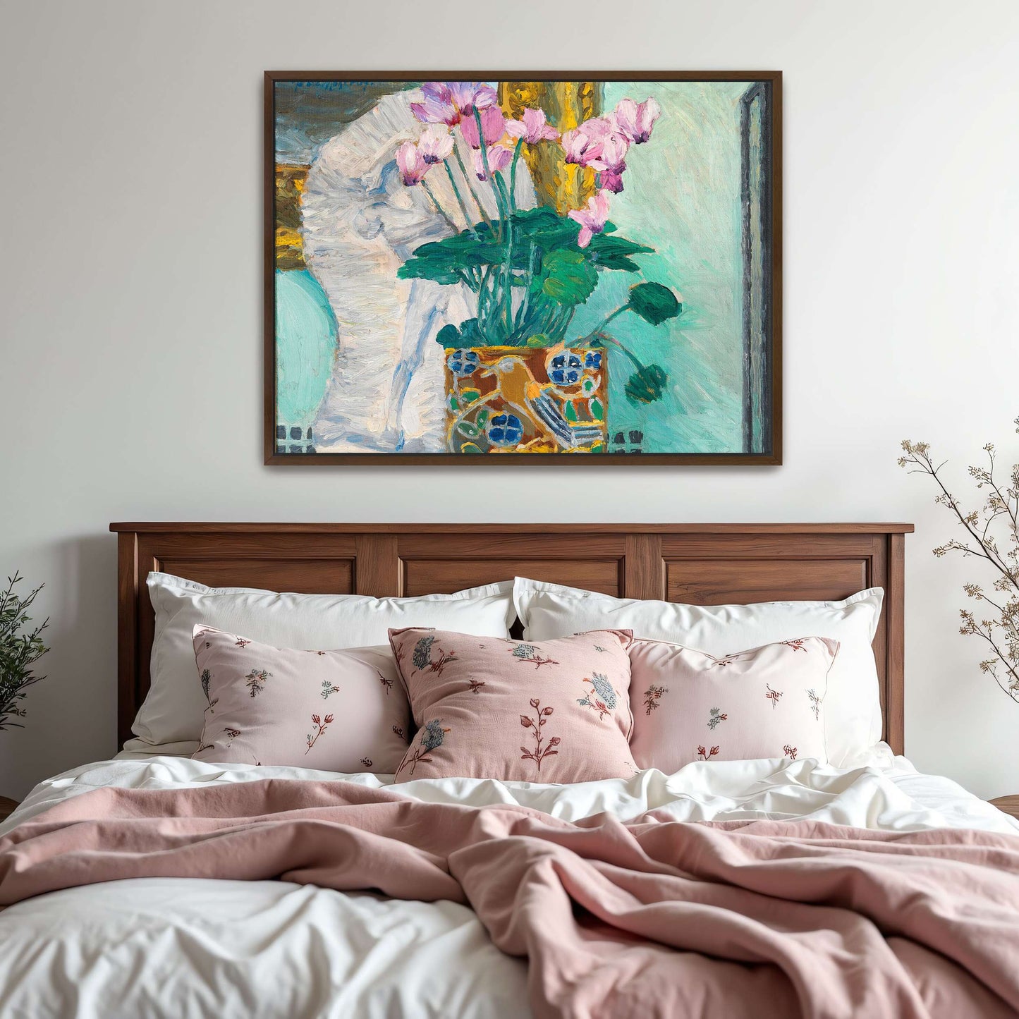 Pink cyclamen in decorative pot by Koloman Moser