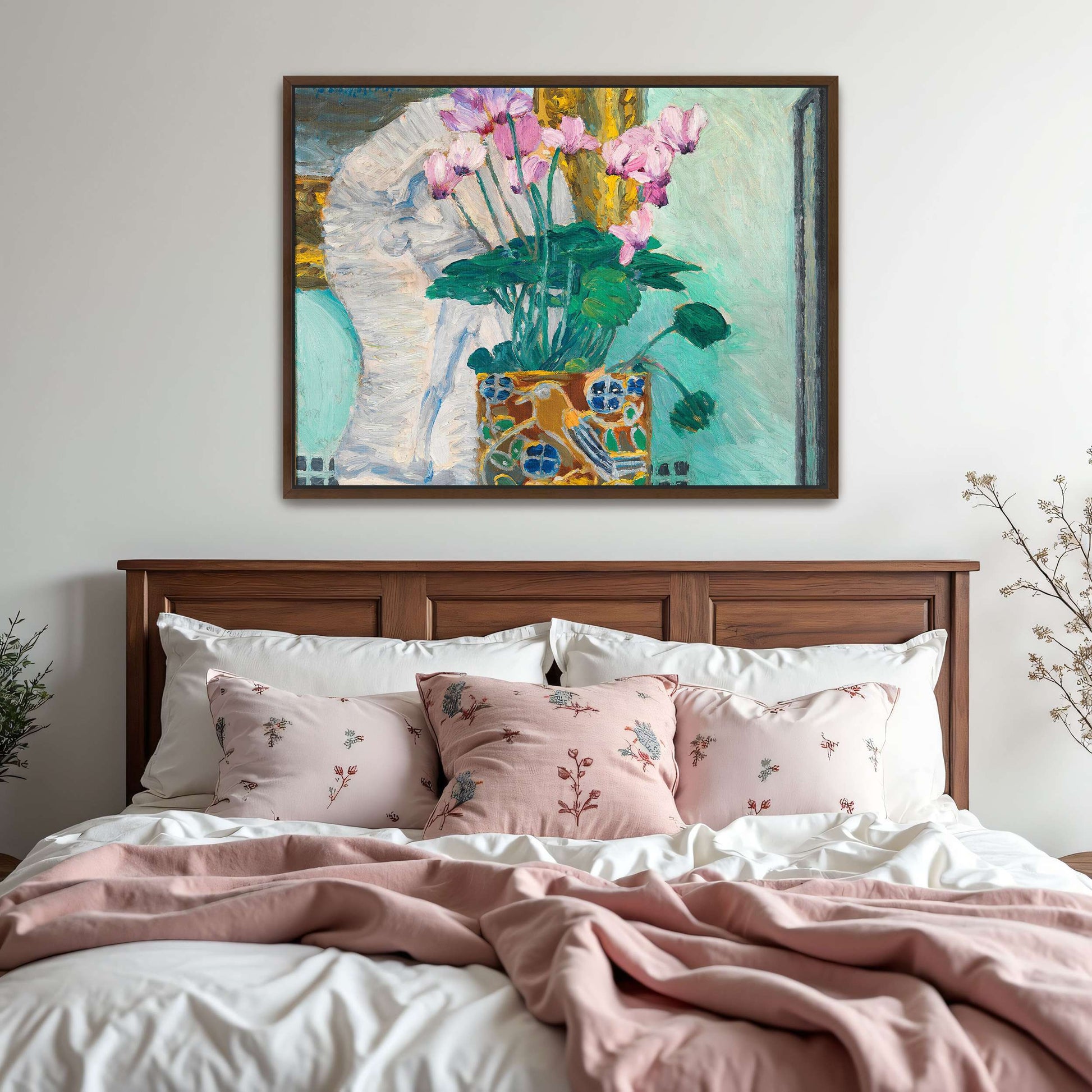 Pink cyclamen in decorative pot by Koloman Moser