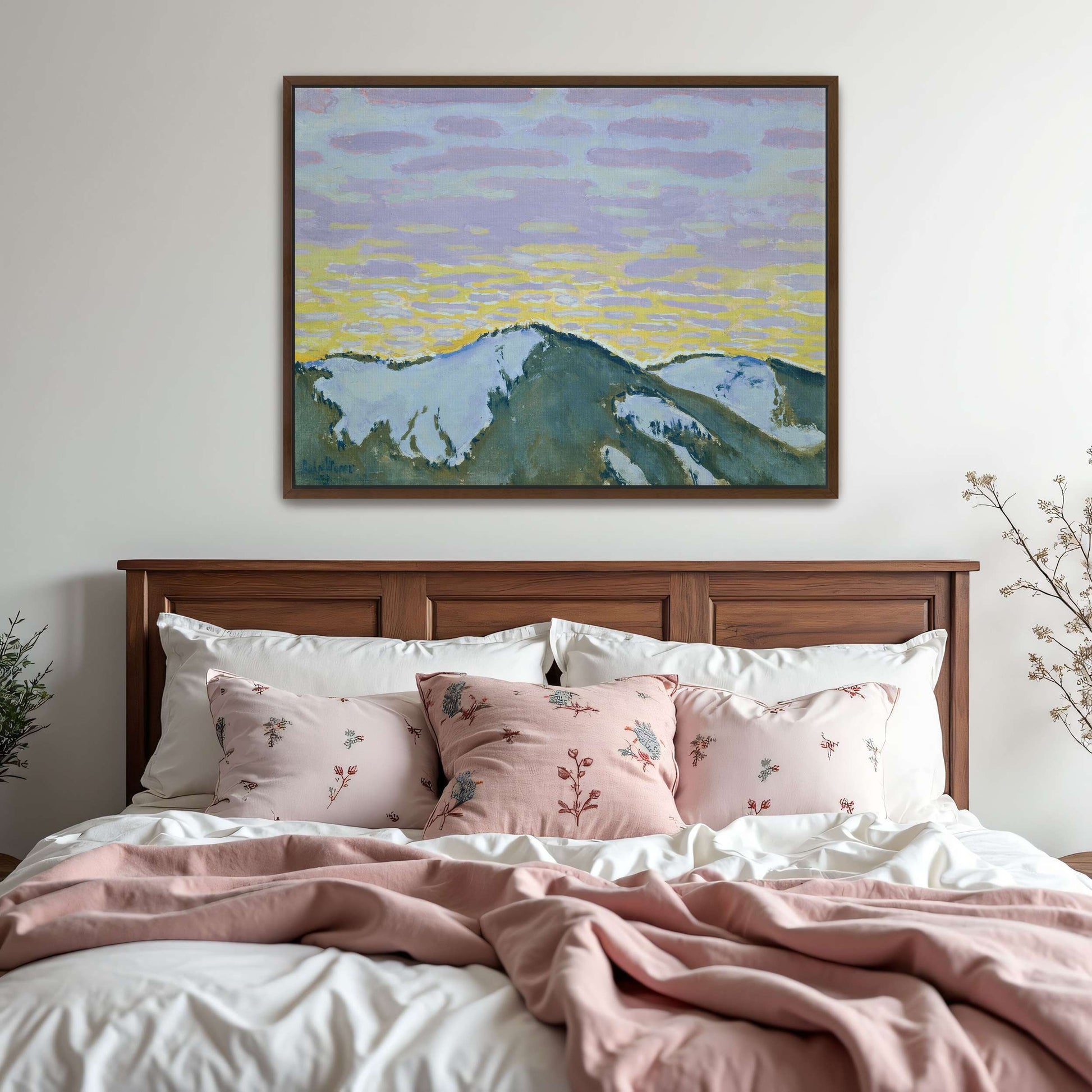 Snowy mountain peaks at dusk by Koloman Moser