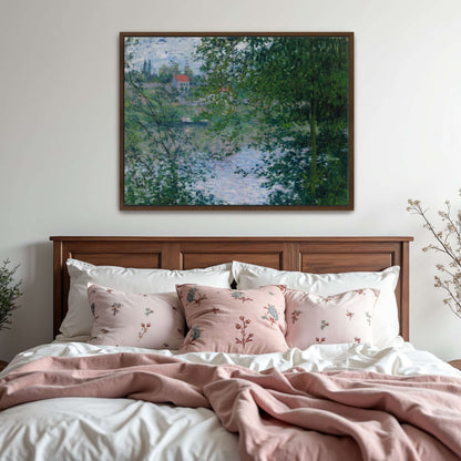 Riverbank View Through Lush Foliage By Claude Monet