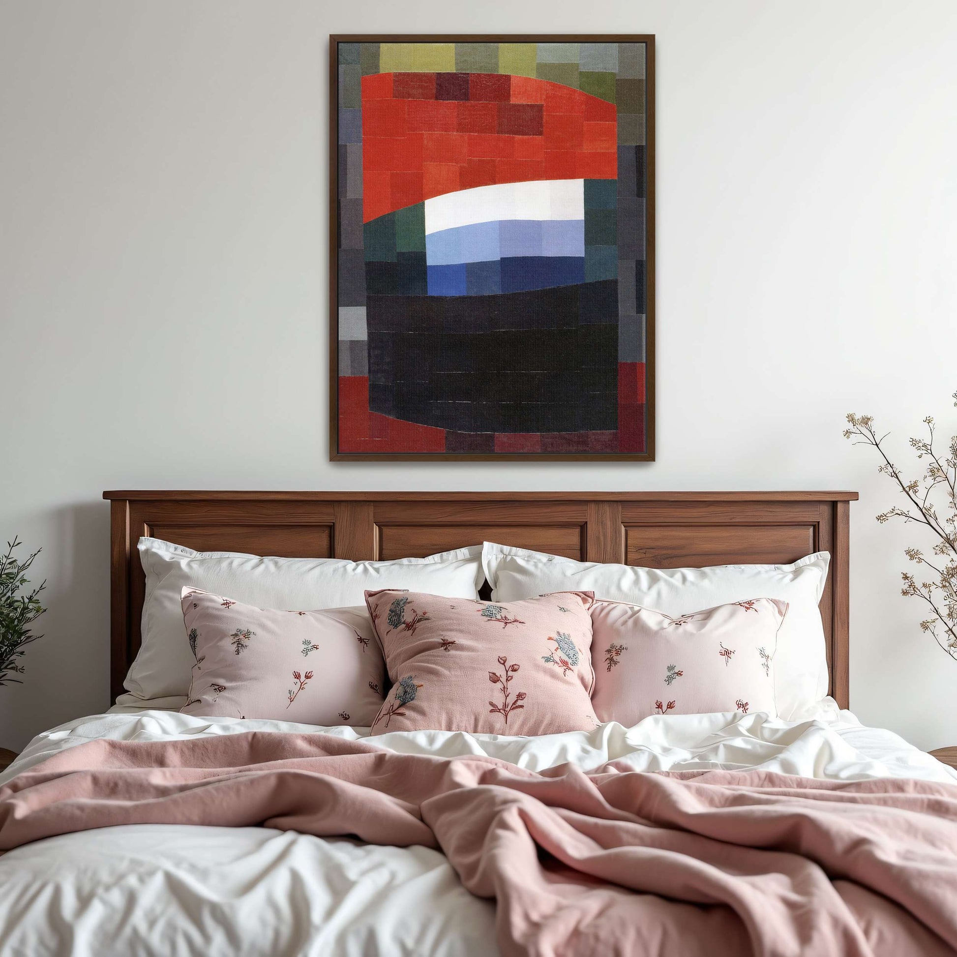 Abstract geometric art with red, white, and blue by Otto Freundlich