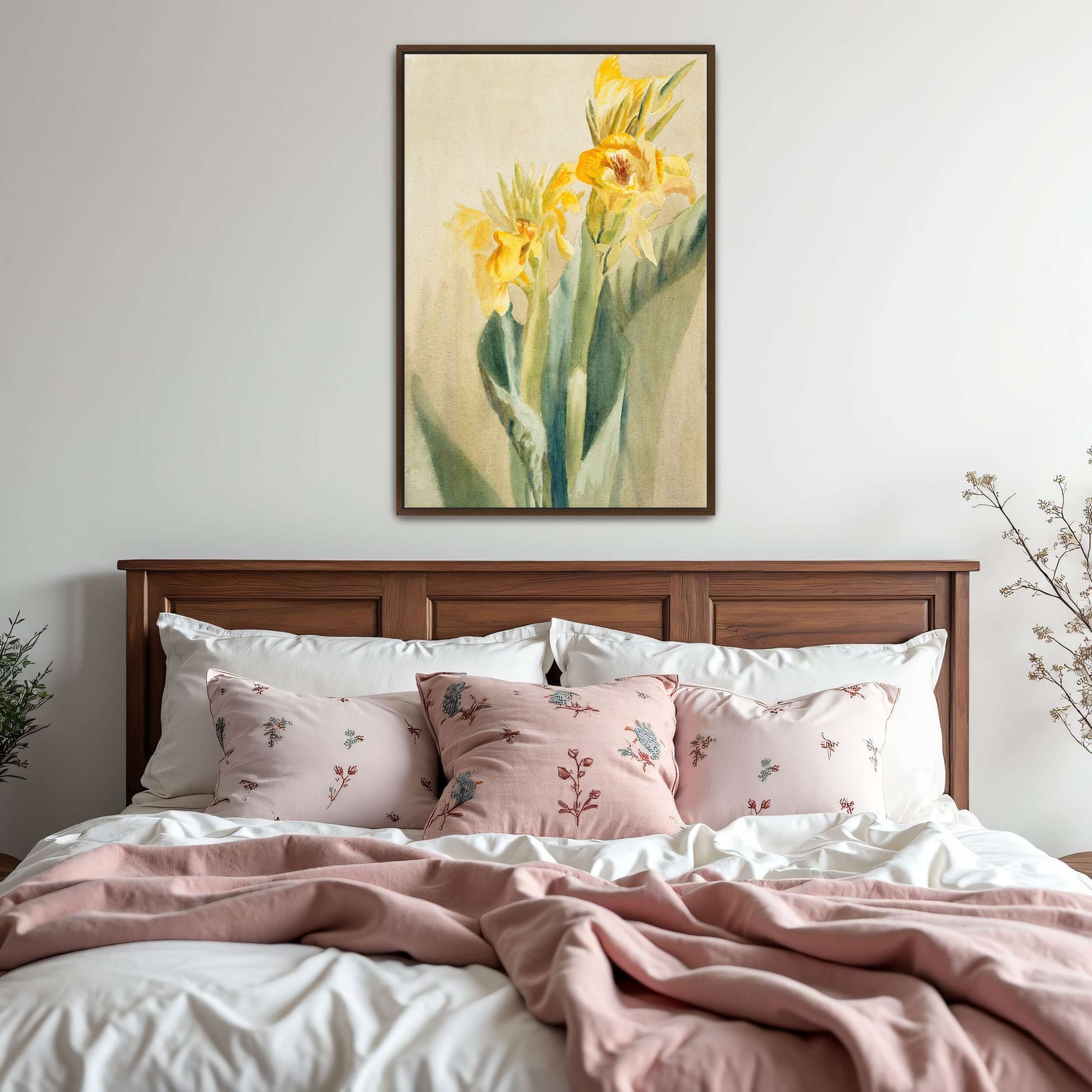 Yellow Canna Lilies Watercolor by Hannah Borger Overbeck