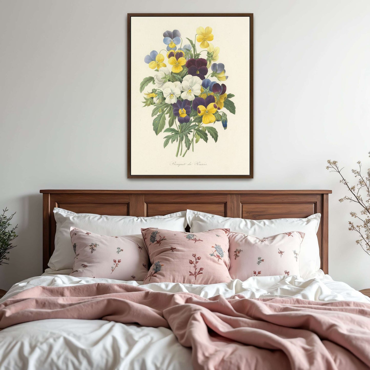 Pansies bouquet illustration by Pierre Joseph Redouté