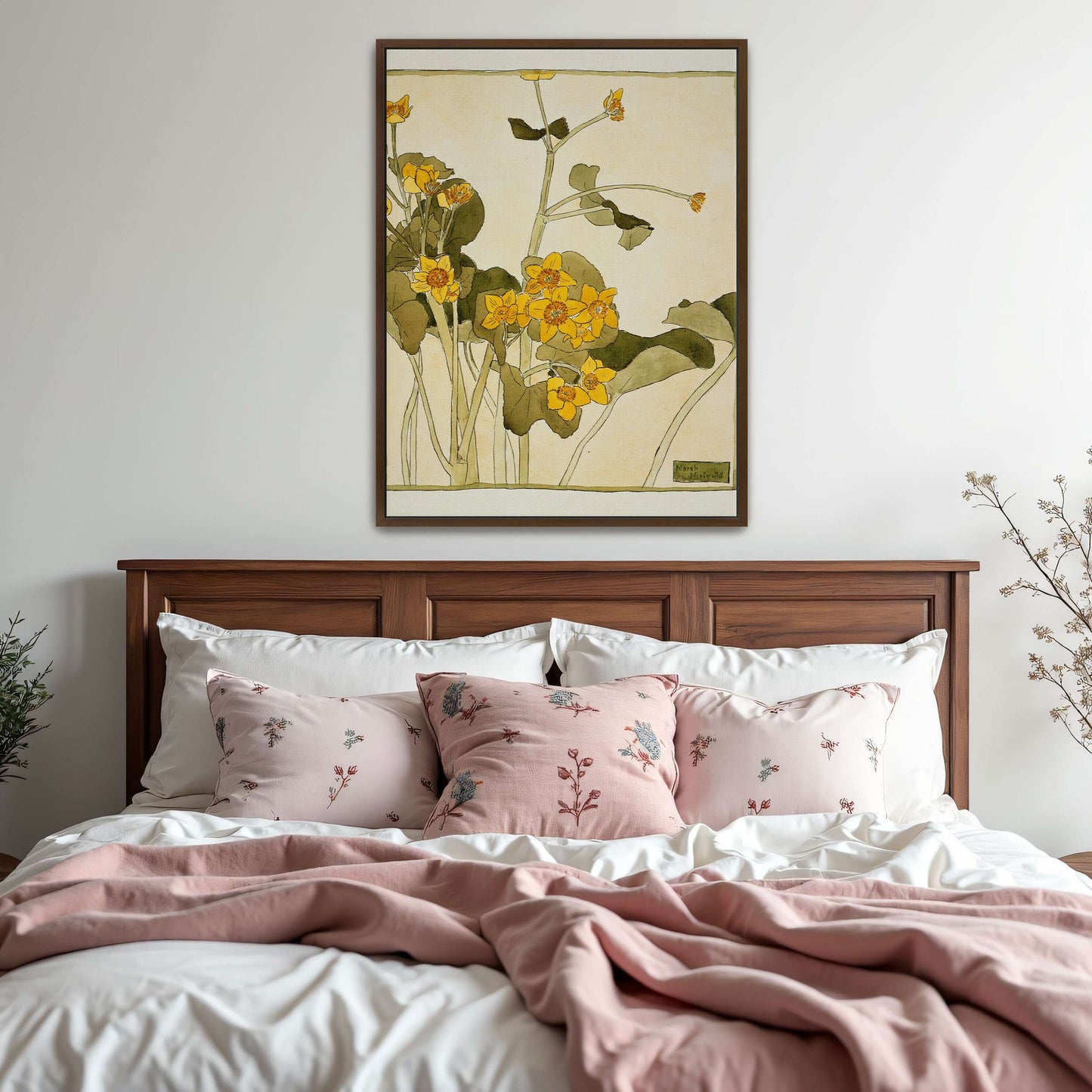 Marsh marigold botanical art by Hannah Borger Overbeck