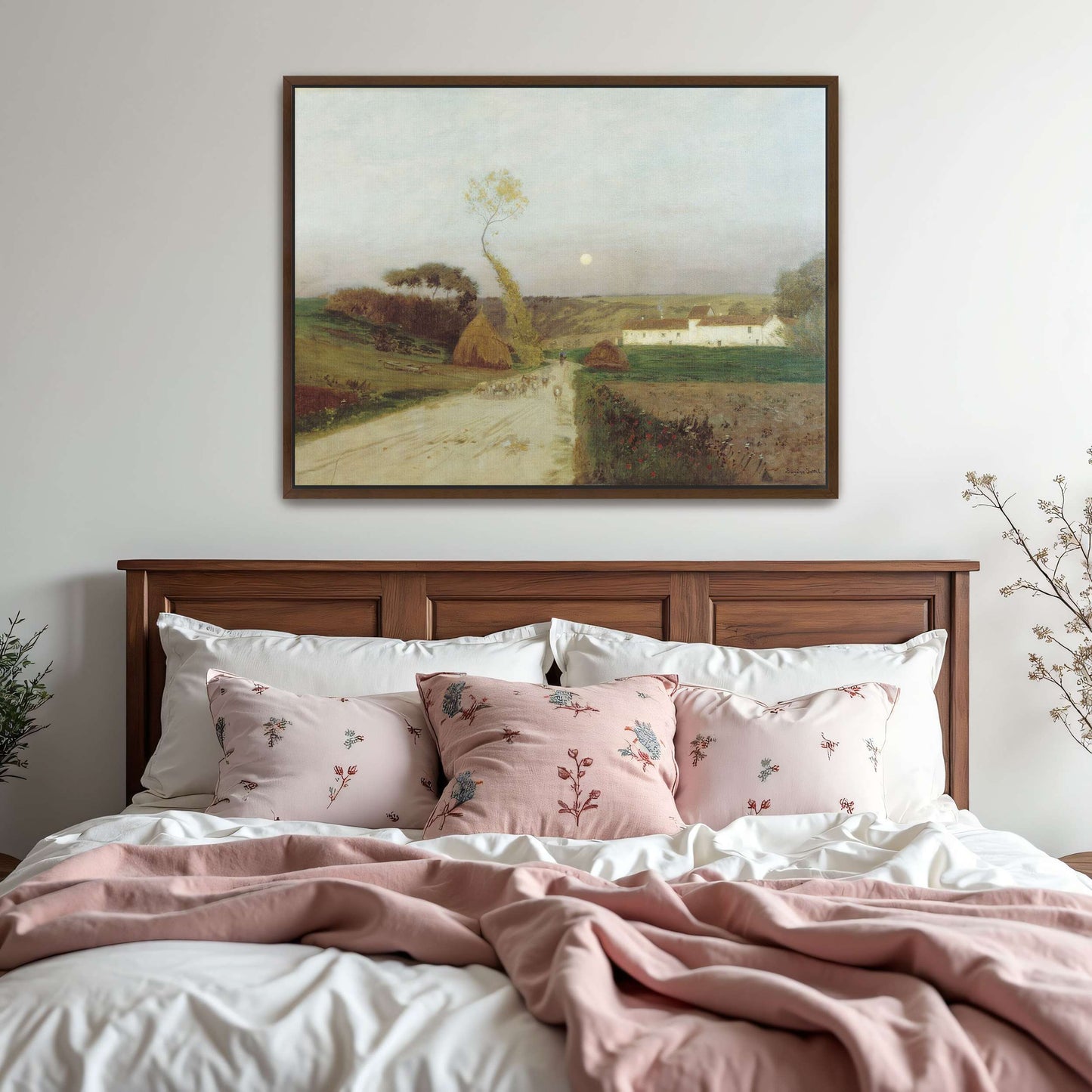 Countryside scene with moon and sheep by Eugen Jettel