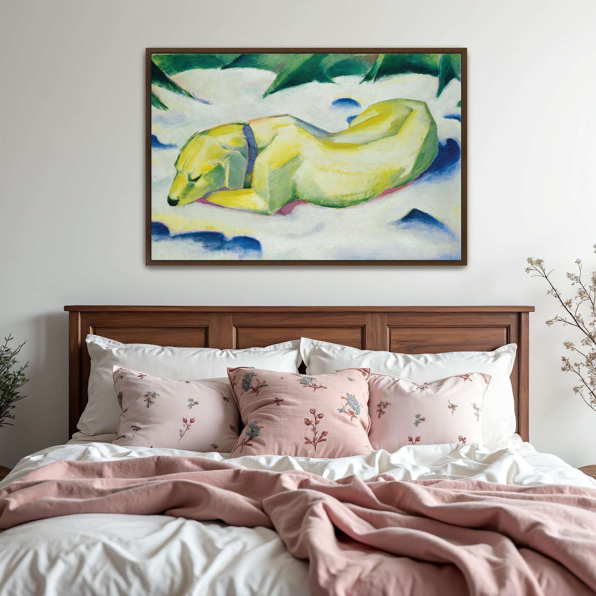 Sleeping Dog In Snowy Landscape By Franz Marc
