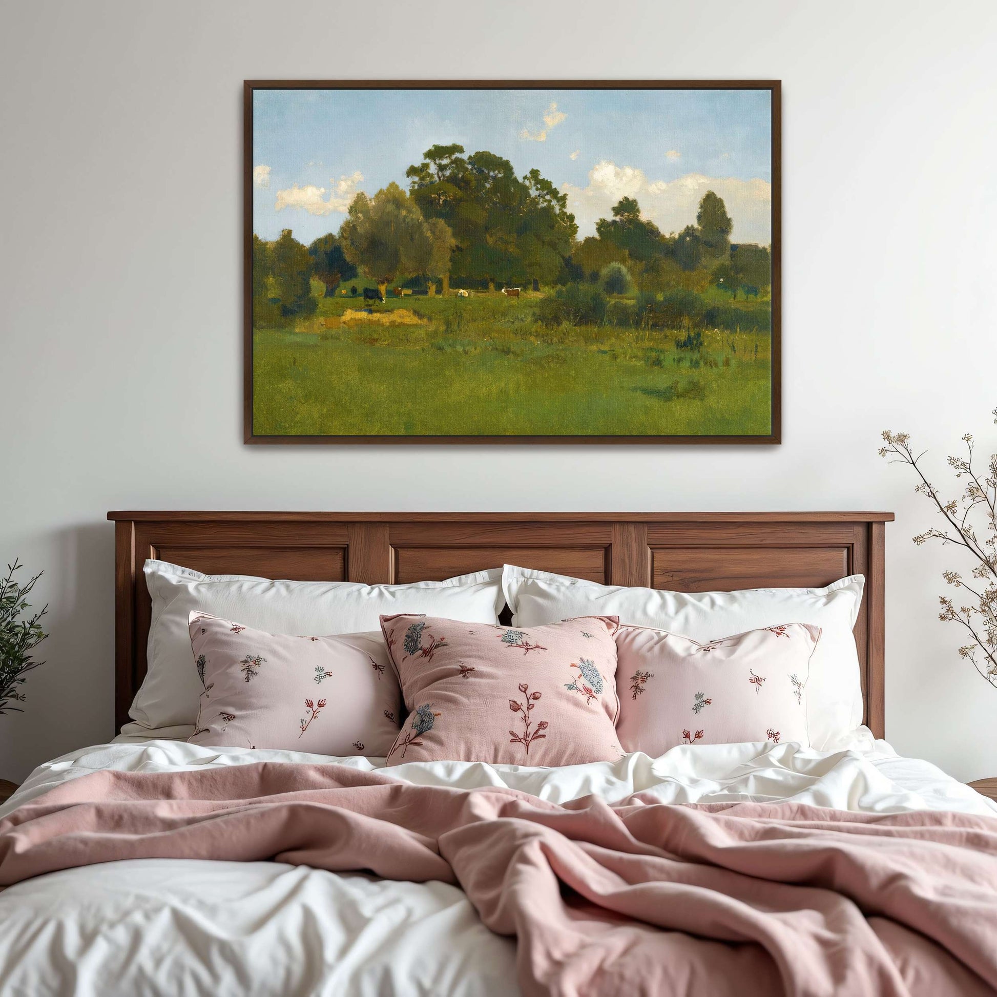 Pastoral Meadow With Cows Under Cloudy Sky By Eugen Jettel