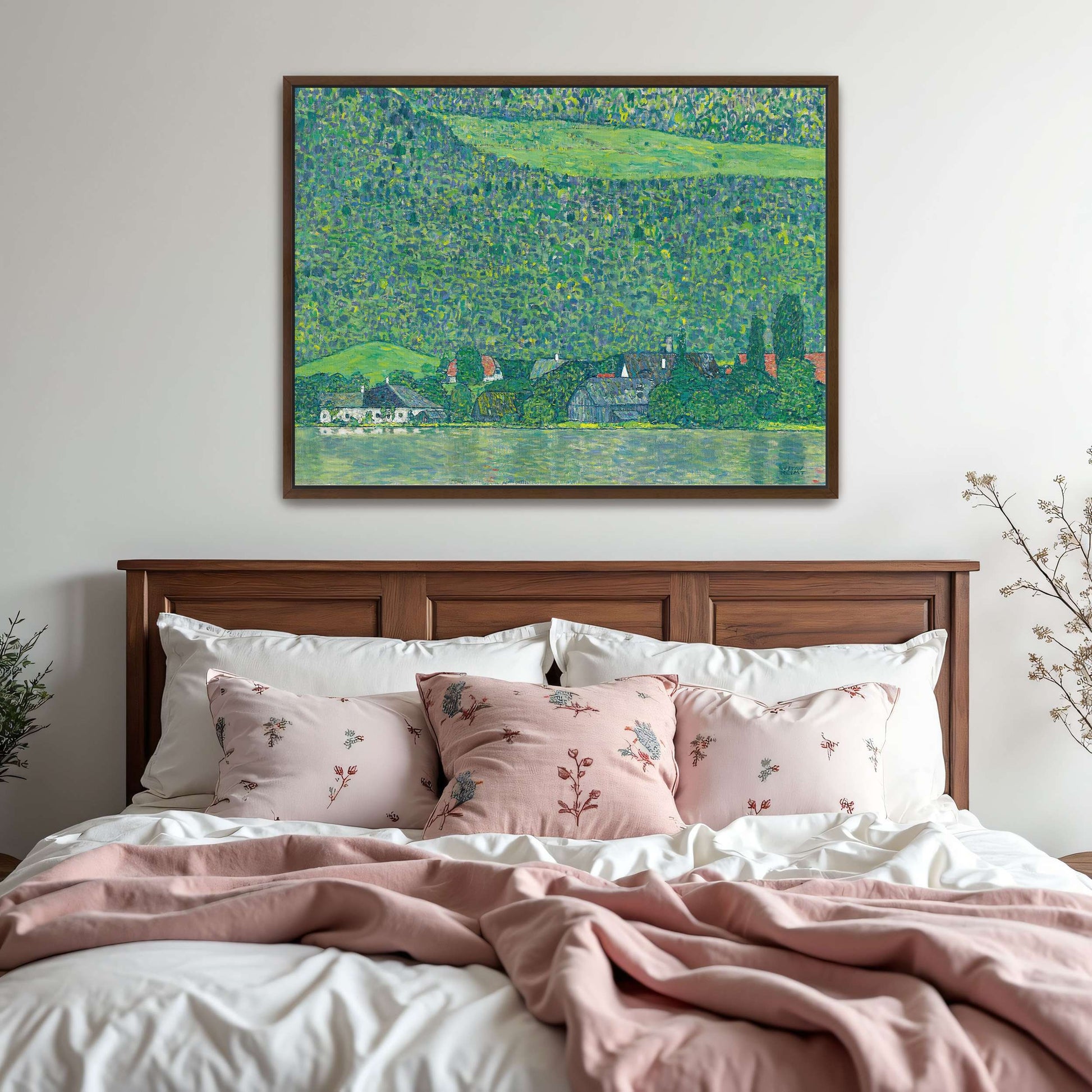Village by a Lake with Green Hills by Gustav Klimt
