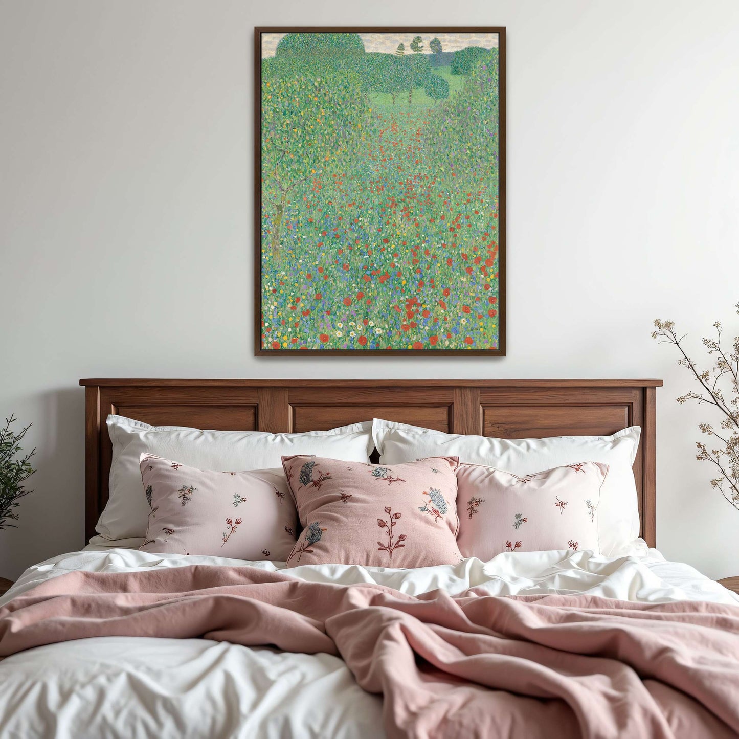 Field of red poppies and trees by Gustav Klimt