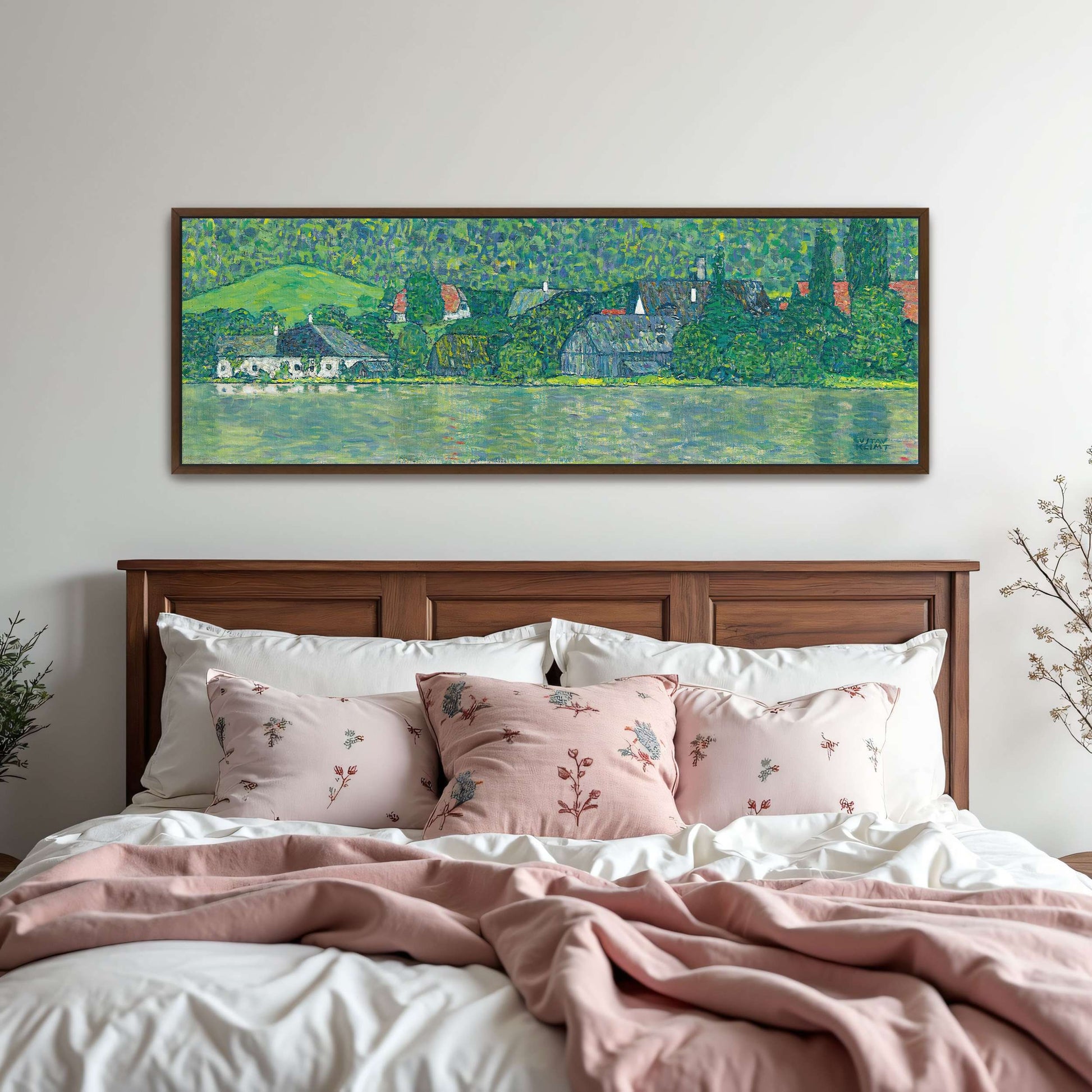 Village by a Lake with Green Hills by Gustav Klimt