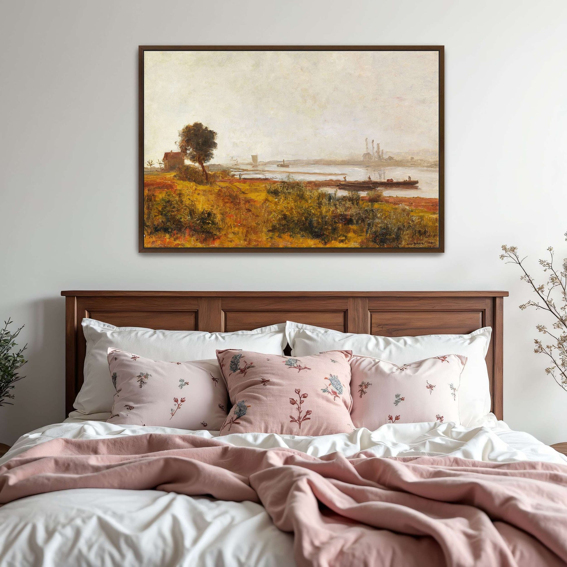 River Landscape with Boats and a House by Paul Baum