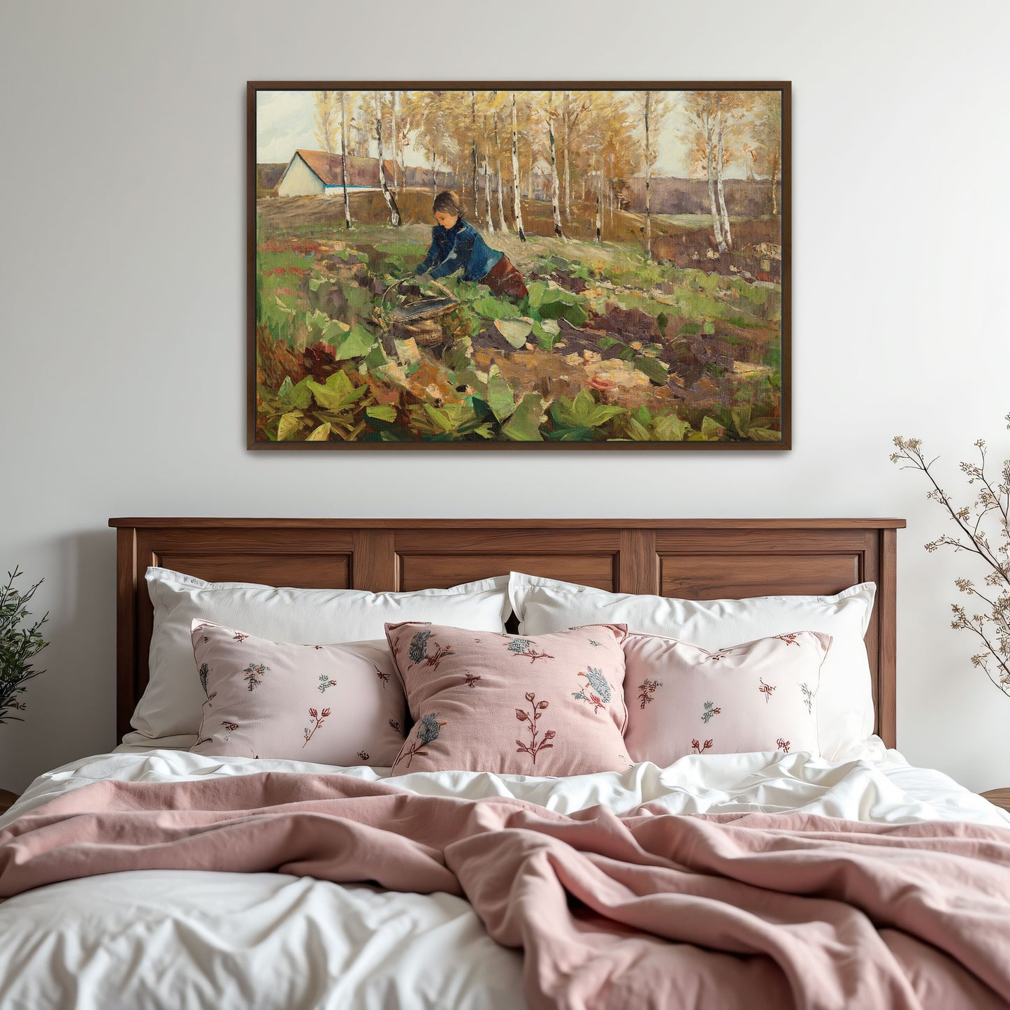 Woman In Field Gathering Harvest By Karl Hagemeister