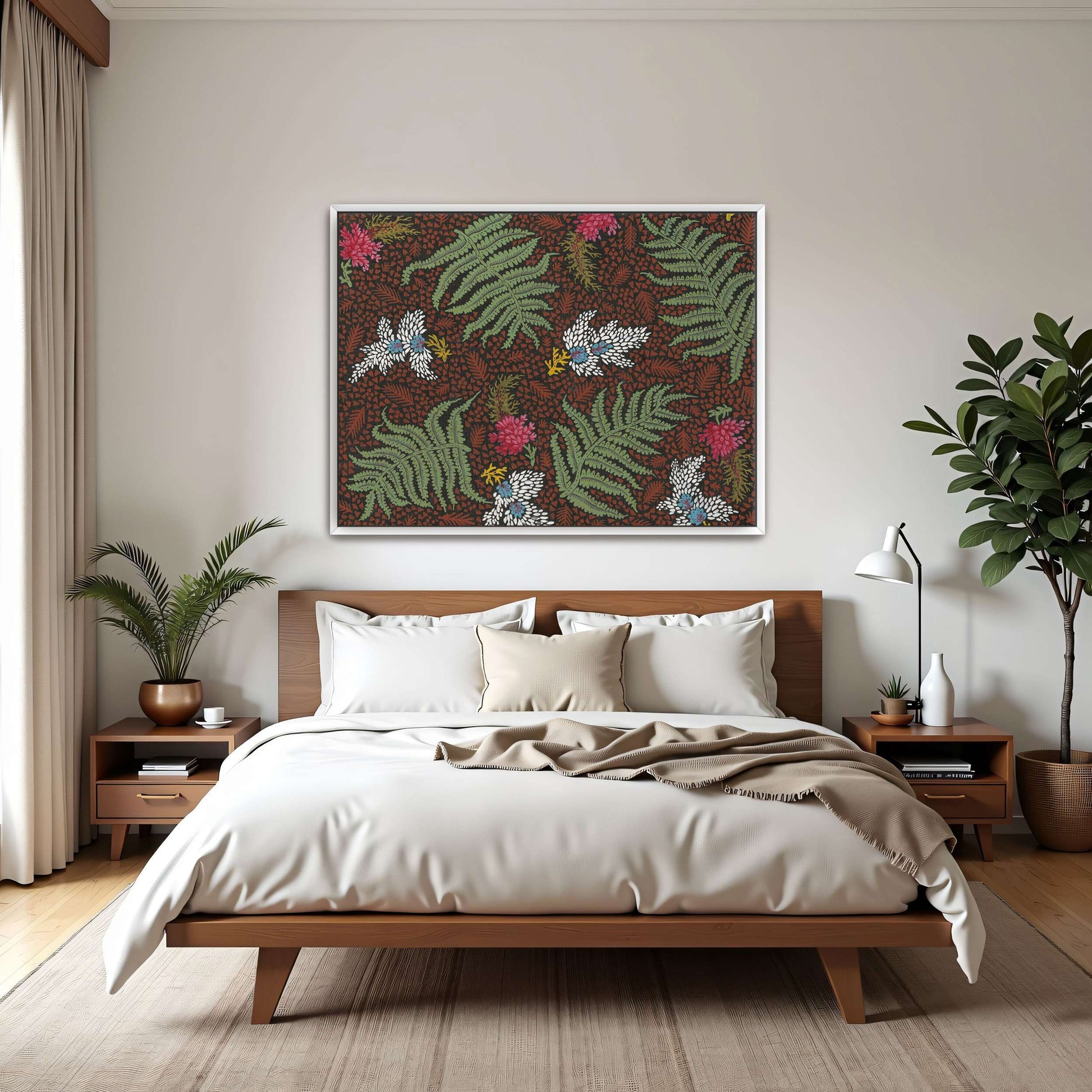 Fern and flower textile design by Yara Rabibzad