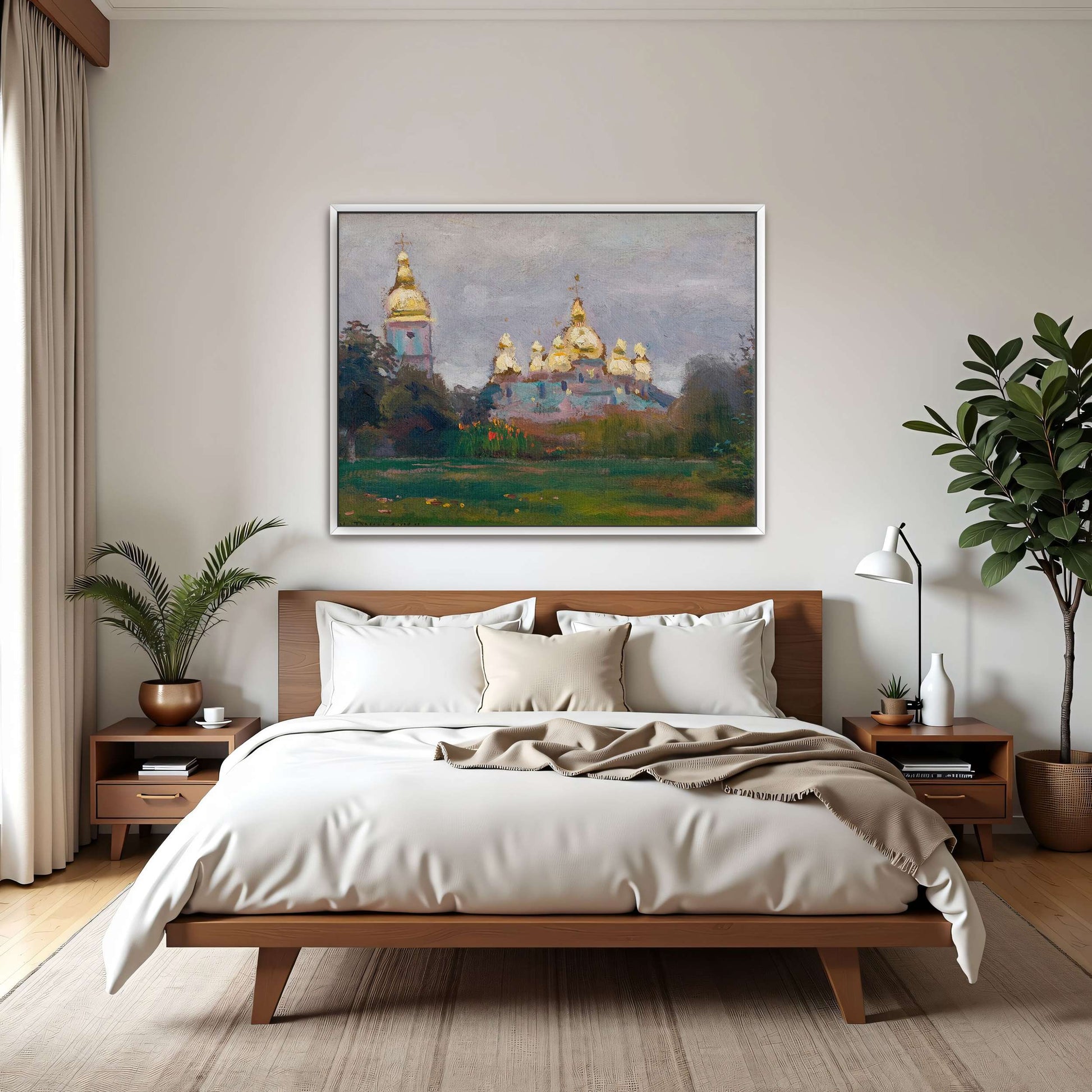 Church with Golden Domes in Landscape by Jan Stanislawski