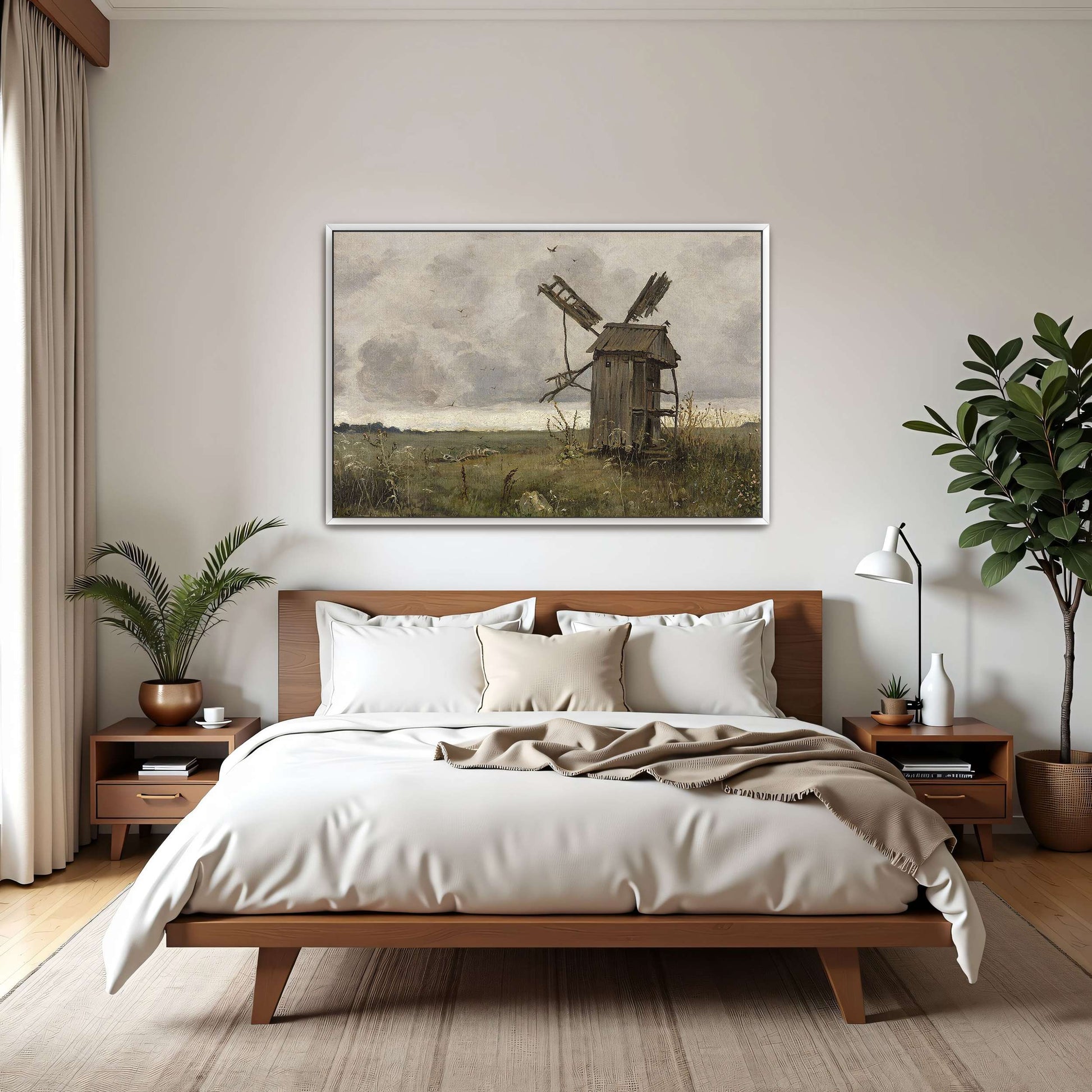 A dilapidated windmill in a field by Jan Stanislawski