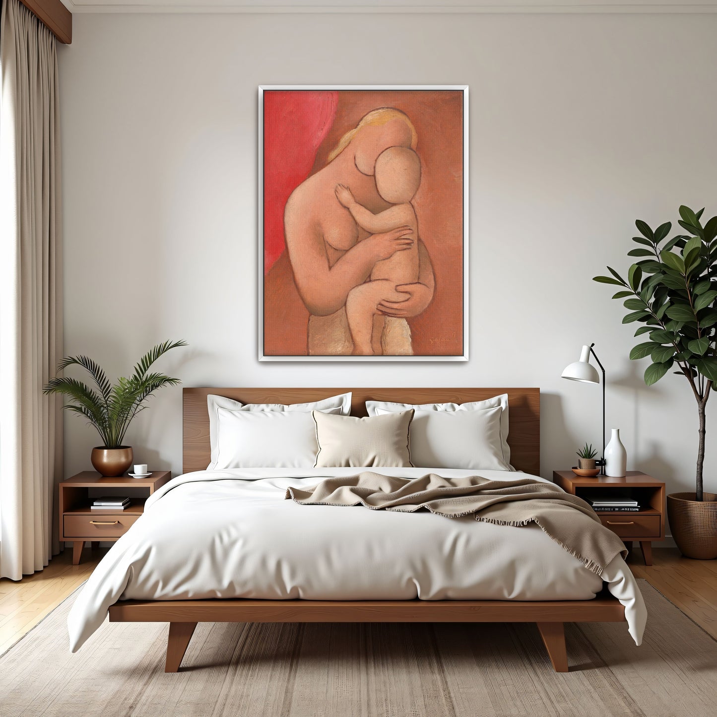 Mother And Child Embrace In Warm Hues By Mikuláš Galanda