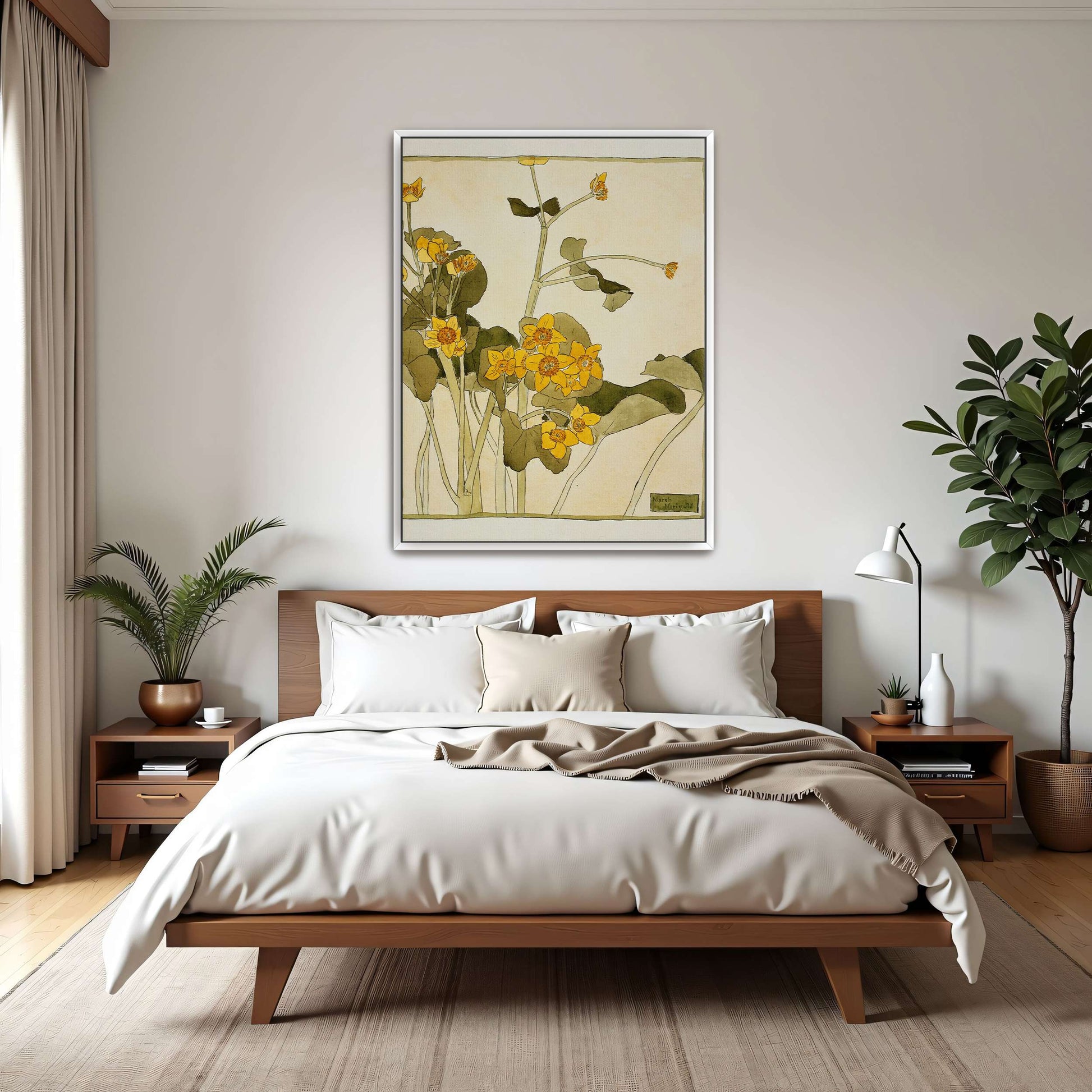 Marsh marigold botanical art by Hannah Borger Overbeck