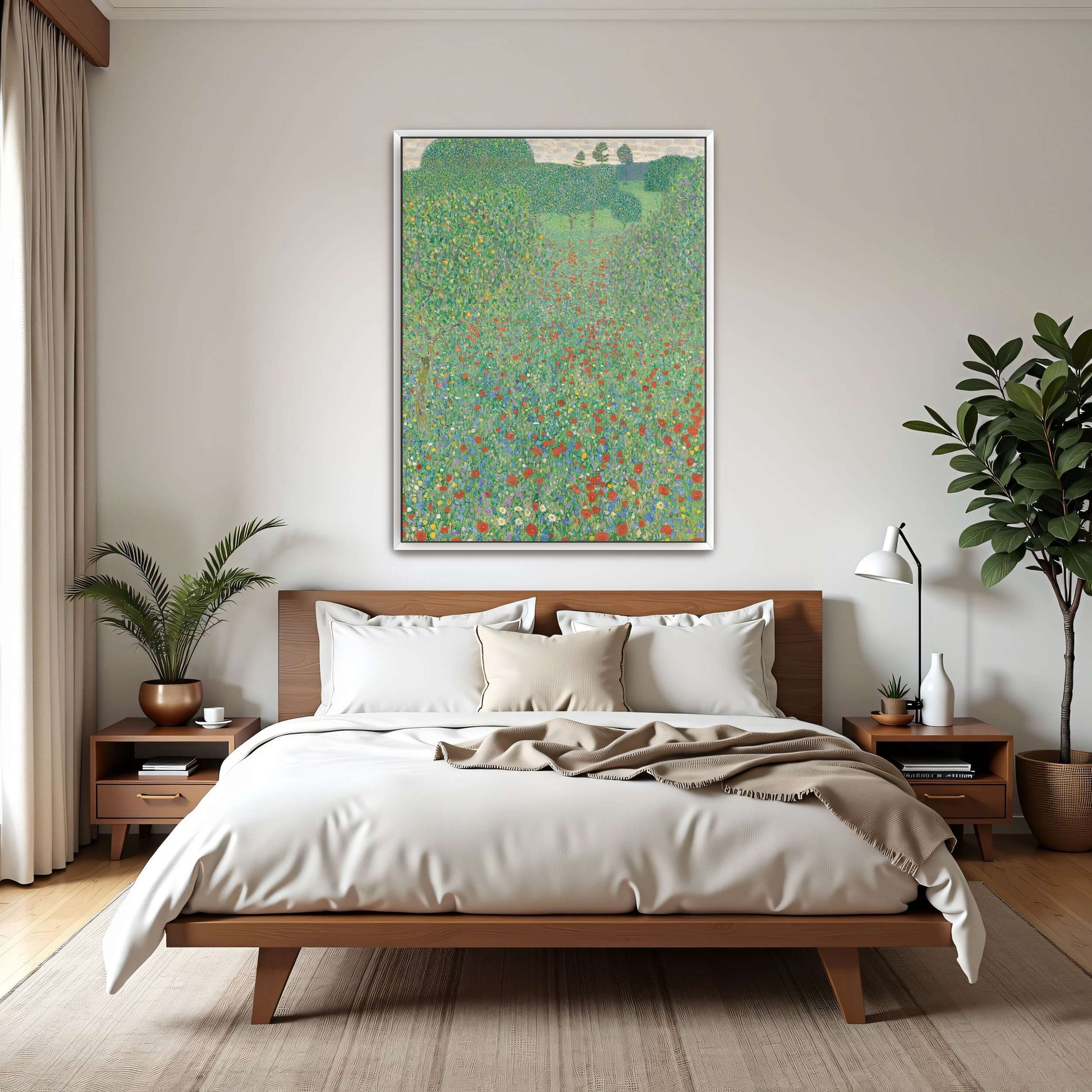 Field of red poppies and trees by Gustav Klimt