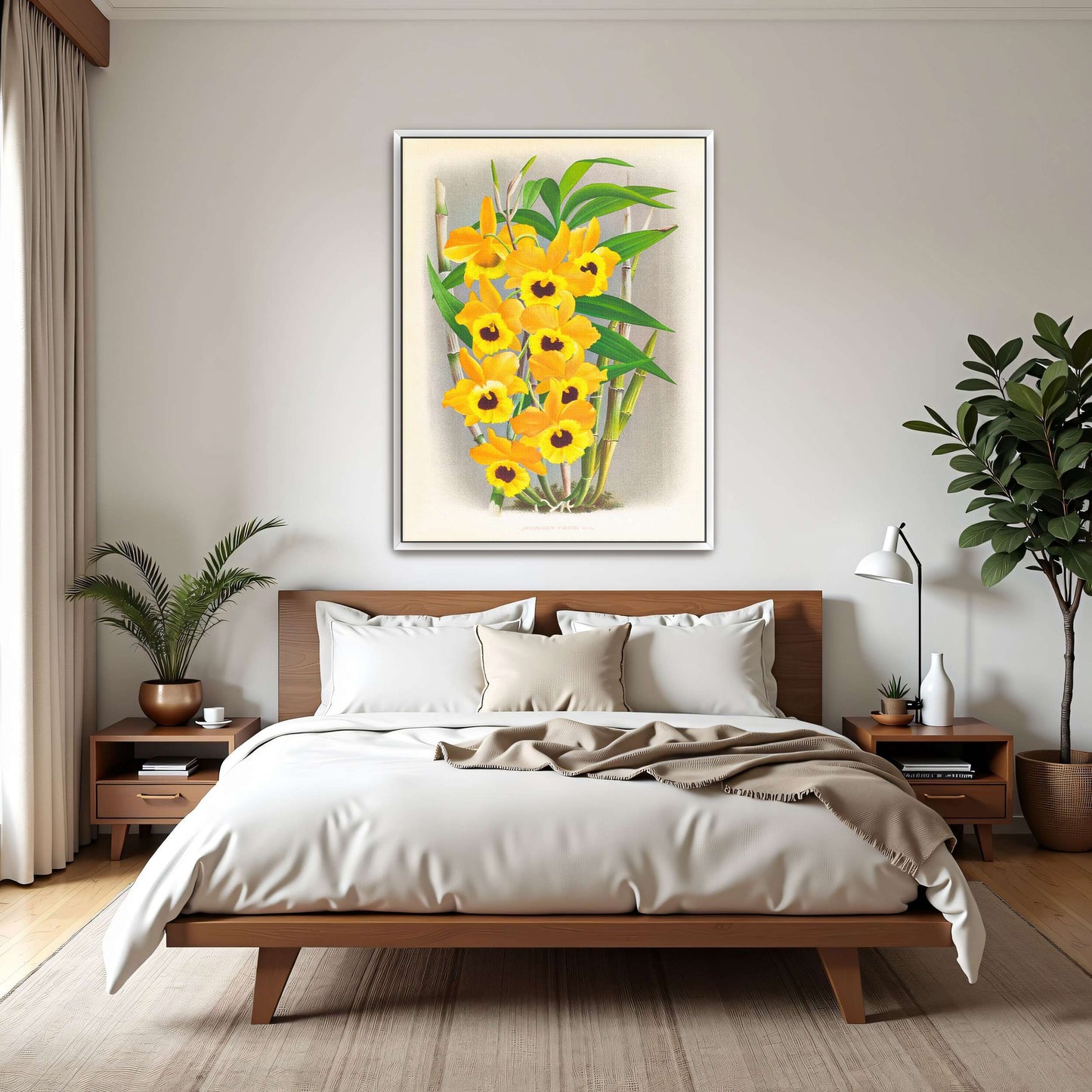 Yellow orchid botanical illustration by Jean Jules Linden