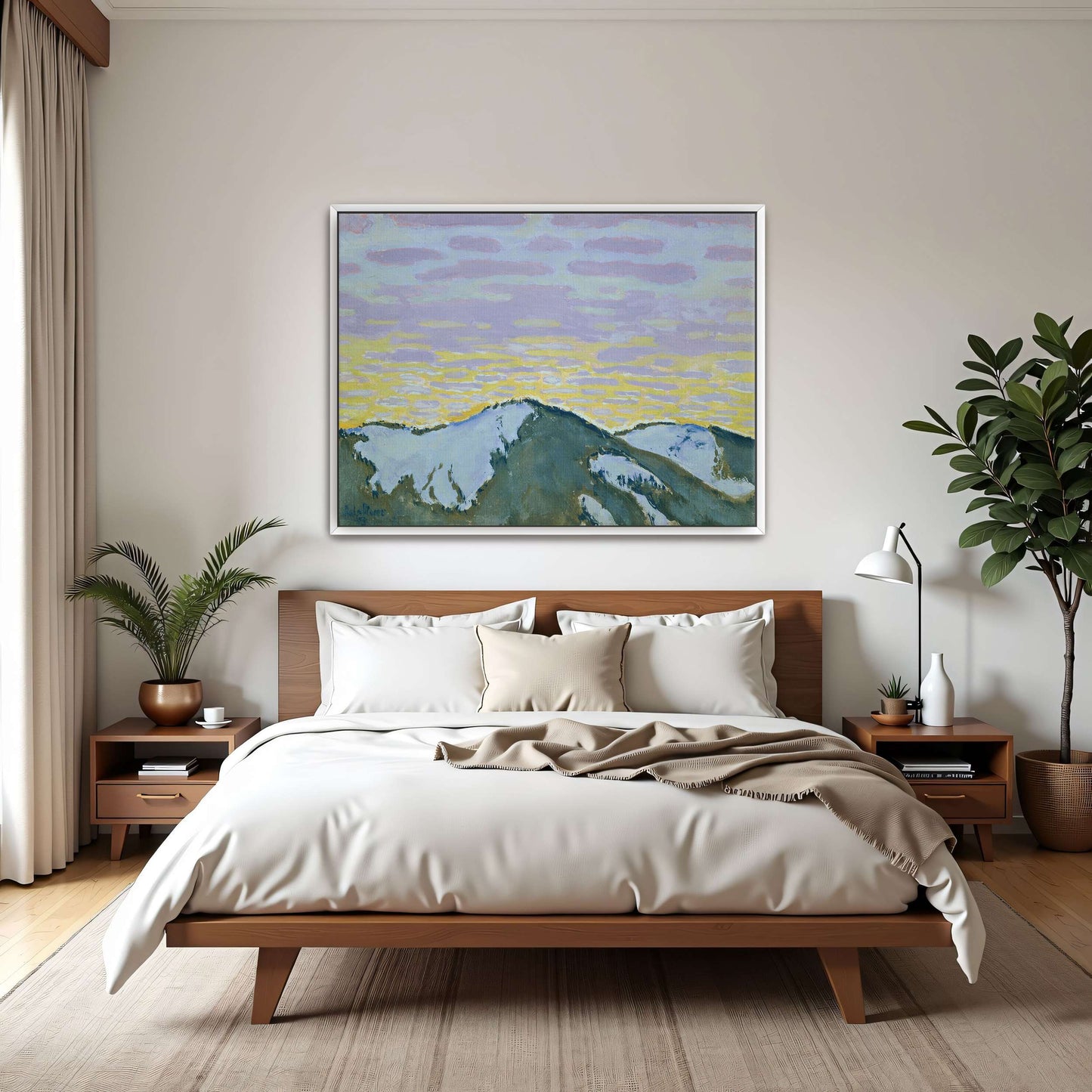 Snowy mountain peaks at dusk by Koloman Moser