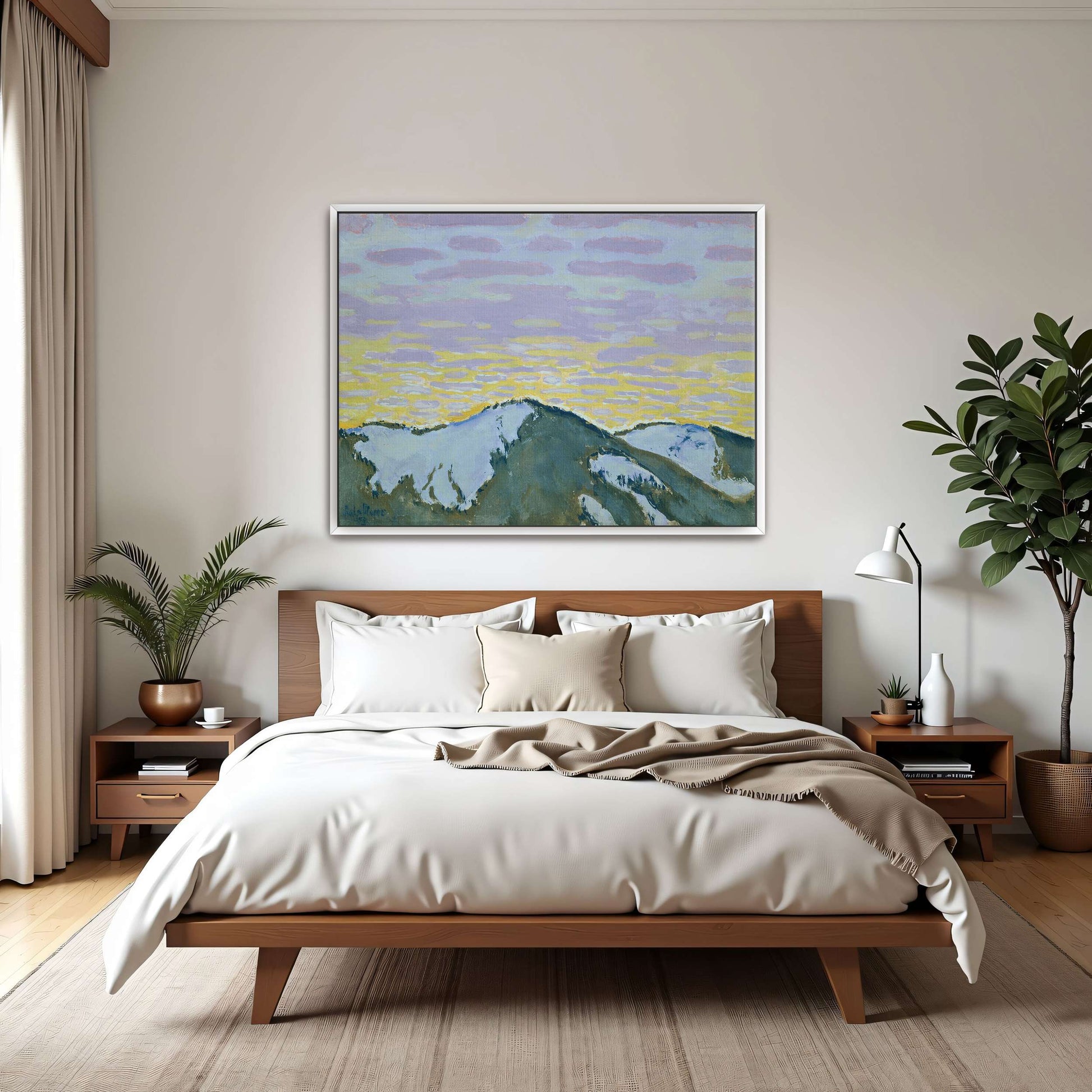 Snowy mountain peaks at dusk by Koloman Moser