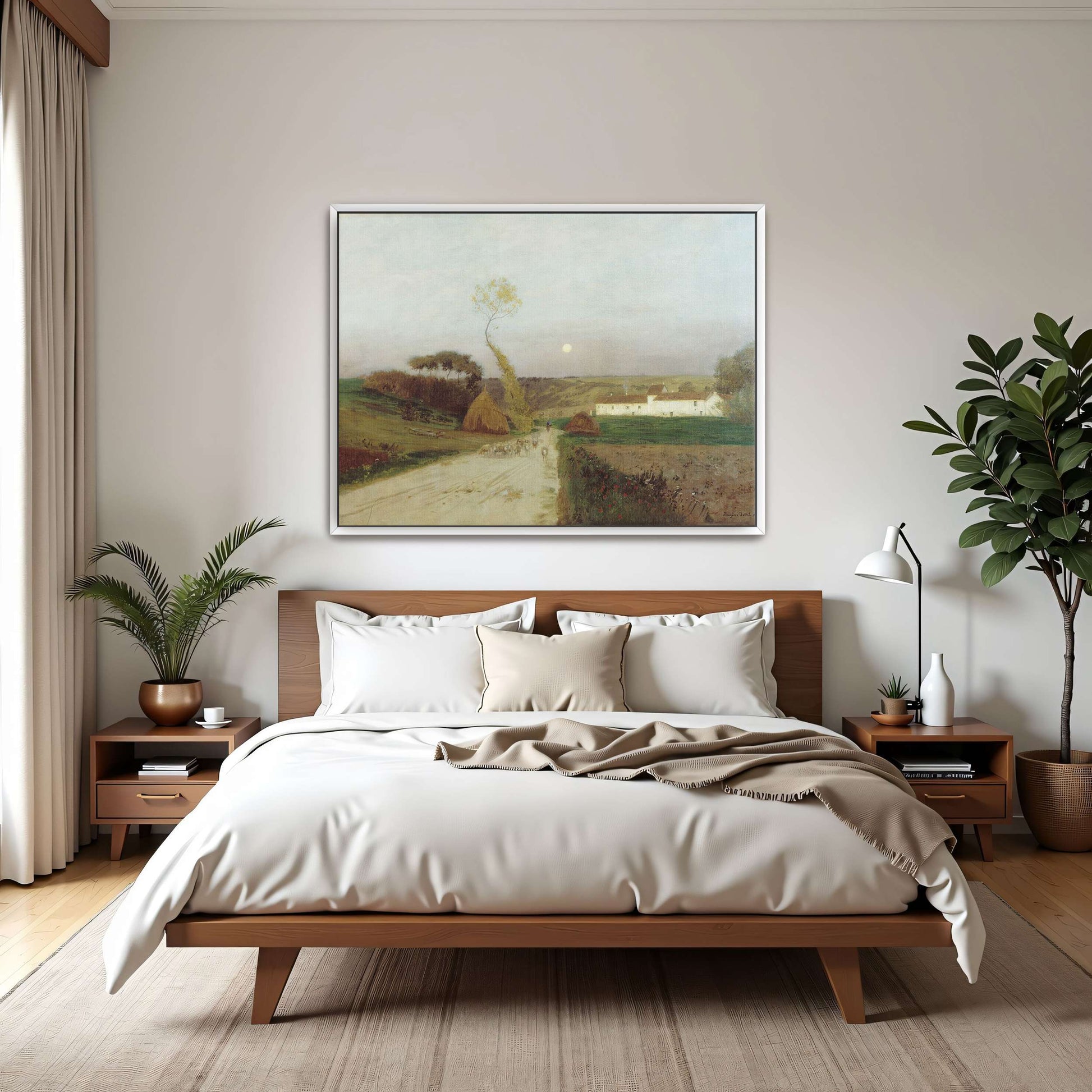 Countryside scene with moon and sheep by Eugen Jettel