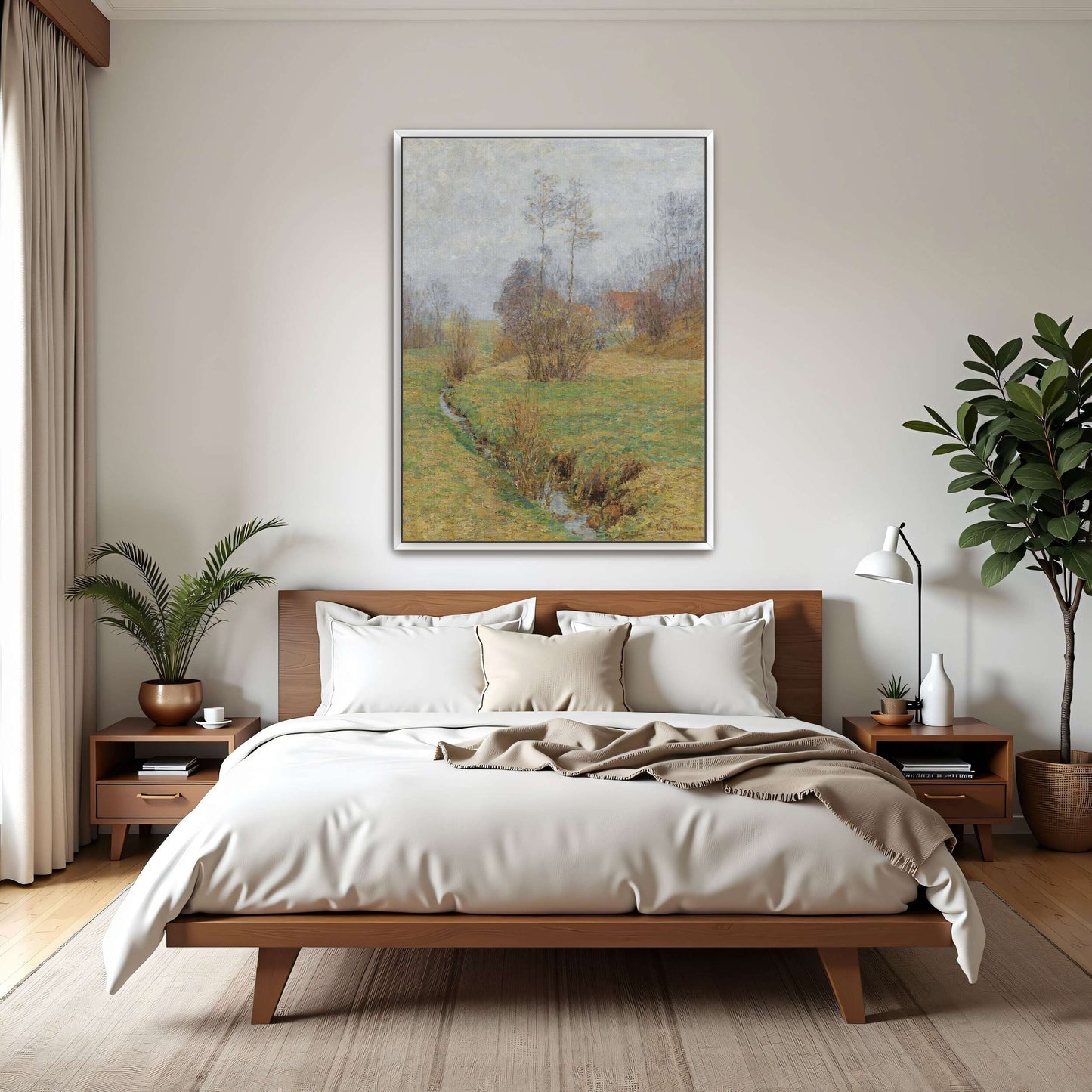 A stream flows through a grassy field by Paul Baum