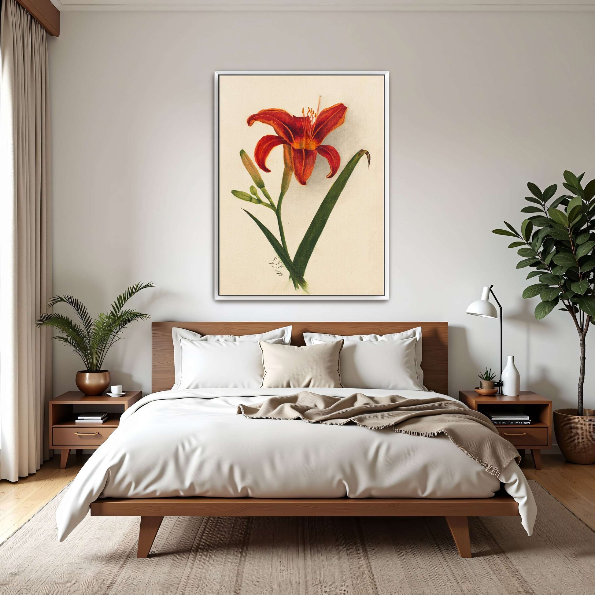 Orange daylily watercolor painting by Mary Vaux Walcott