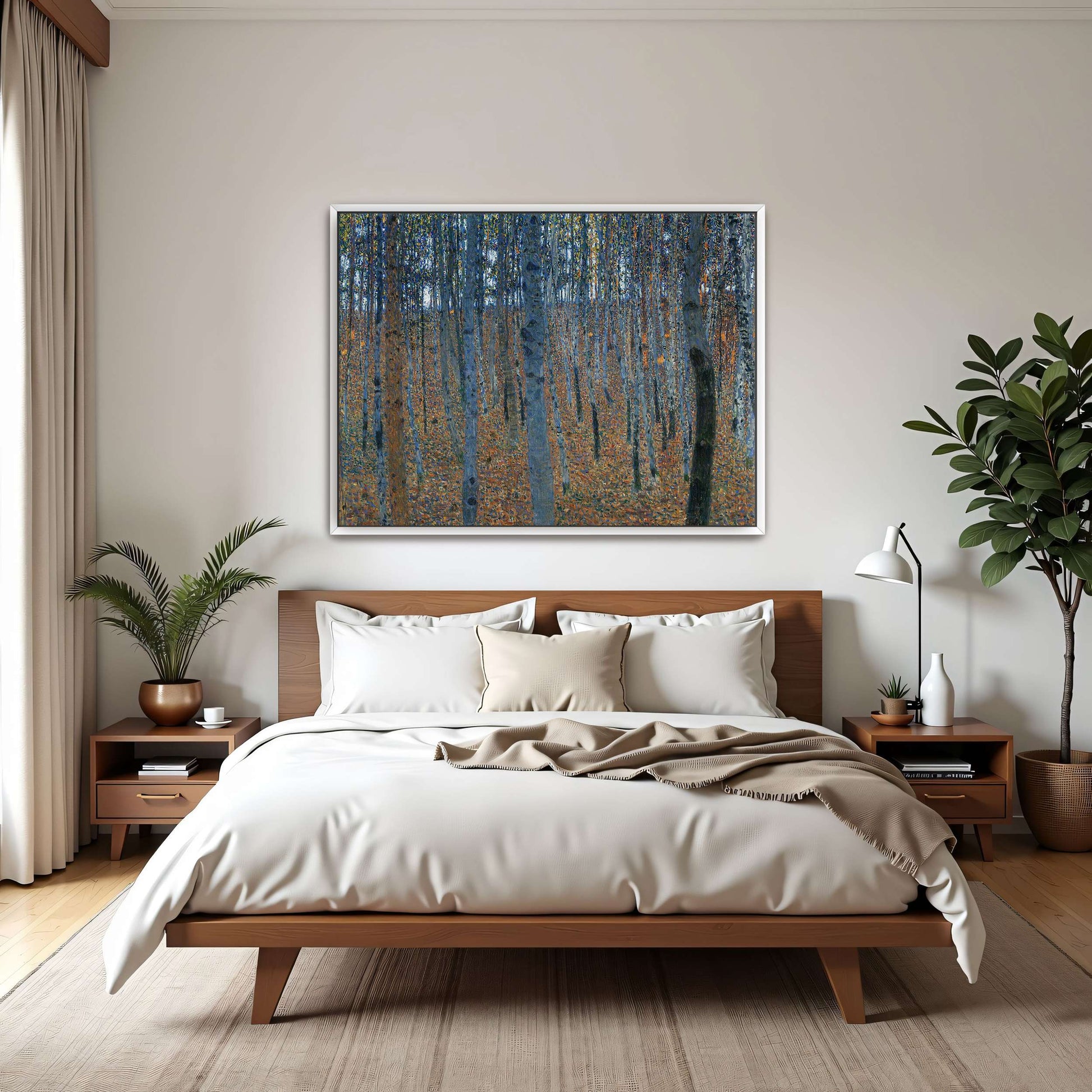 Forest scene with tall trees by Gustav Klimt