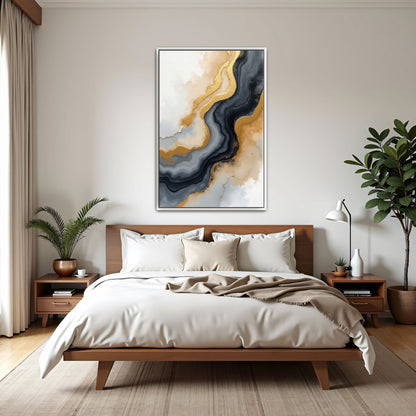 Abstract Gold And Grey Swirls By Yara Rabibzad