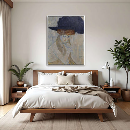 Woman in a black hat, portrait by Gustav Klimt