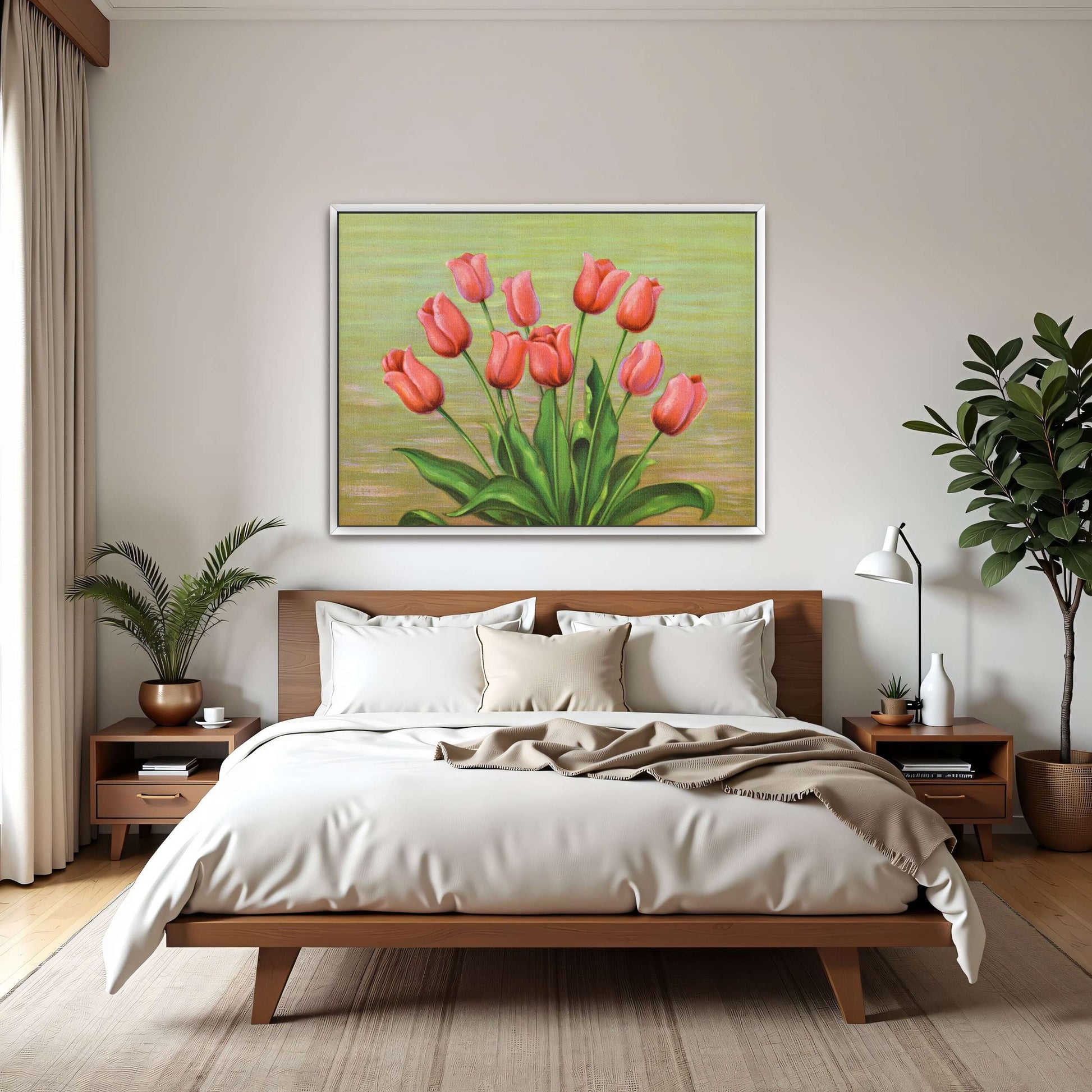 Red tulips in a vase by Lafayette F. Cargill