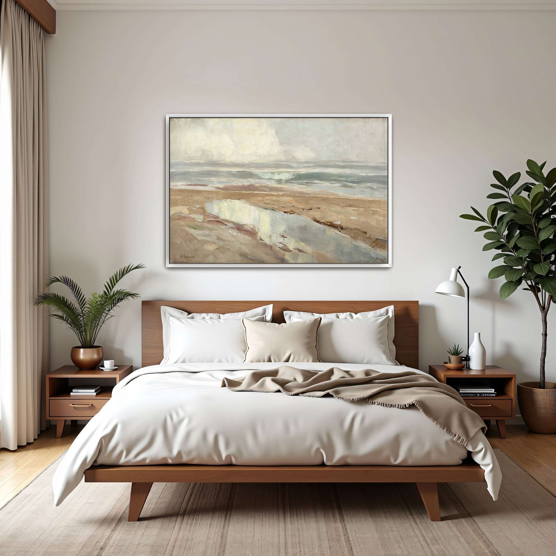 Seascape with a sandy beach by Karl Hagemeister
