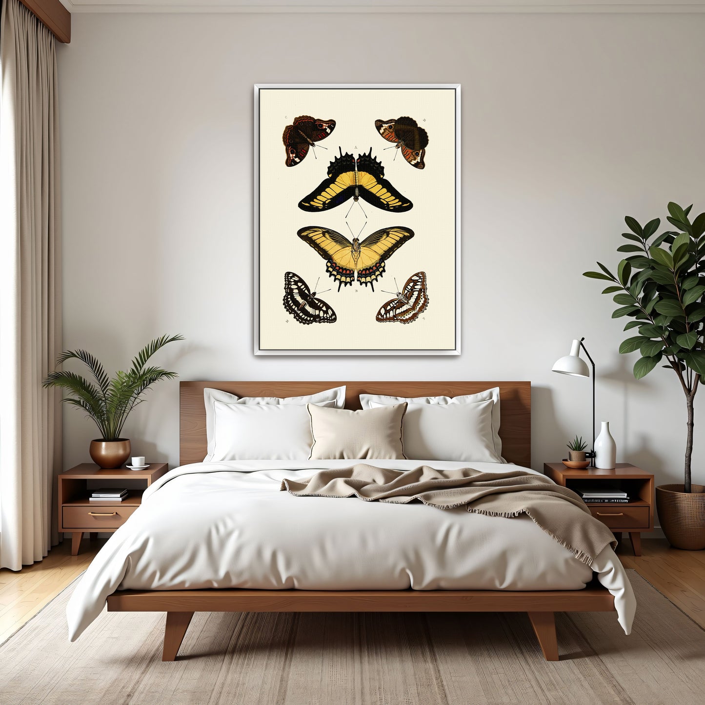 Five Butterflies, Yellow, Brown, Black, White By Pieter Cramer