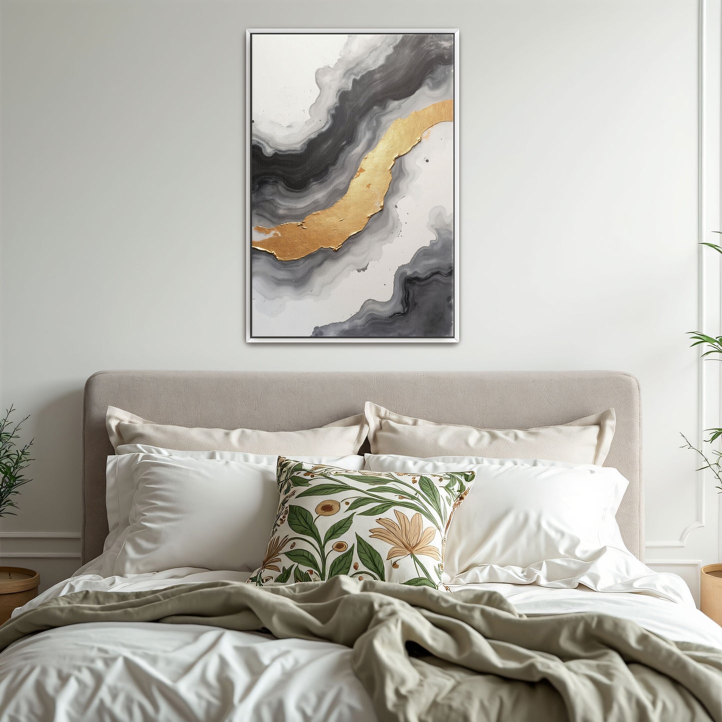 Abstract Gold And Grey Swirls By Yara Rabibzad