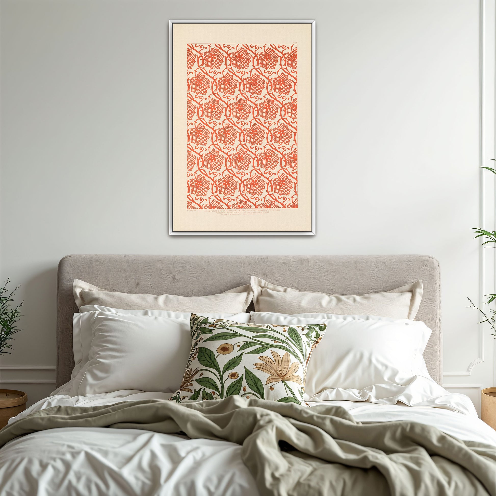 Orange Floral Pattern On White Background By Sydney Vacher