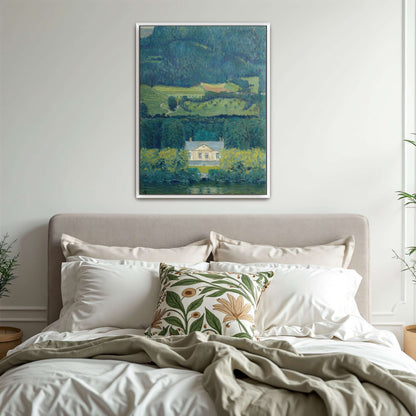 Country house by water, landscape by Koloman Moser