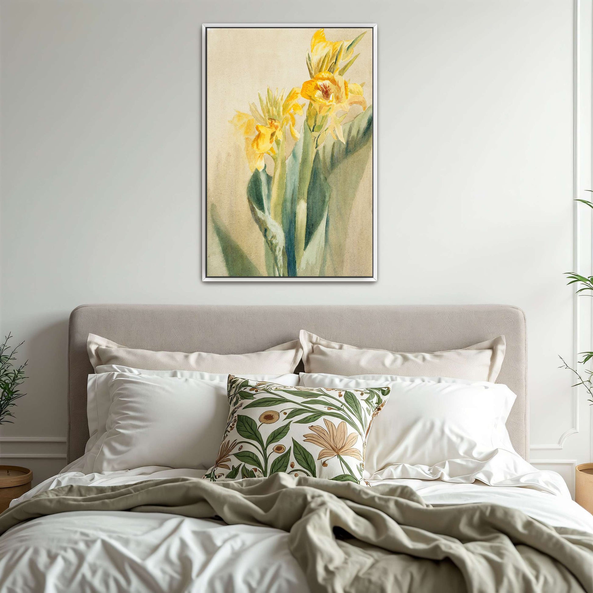 Yellow Canna Lilies Watercolor by Hannah Borger Overbeck