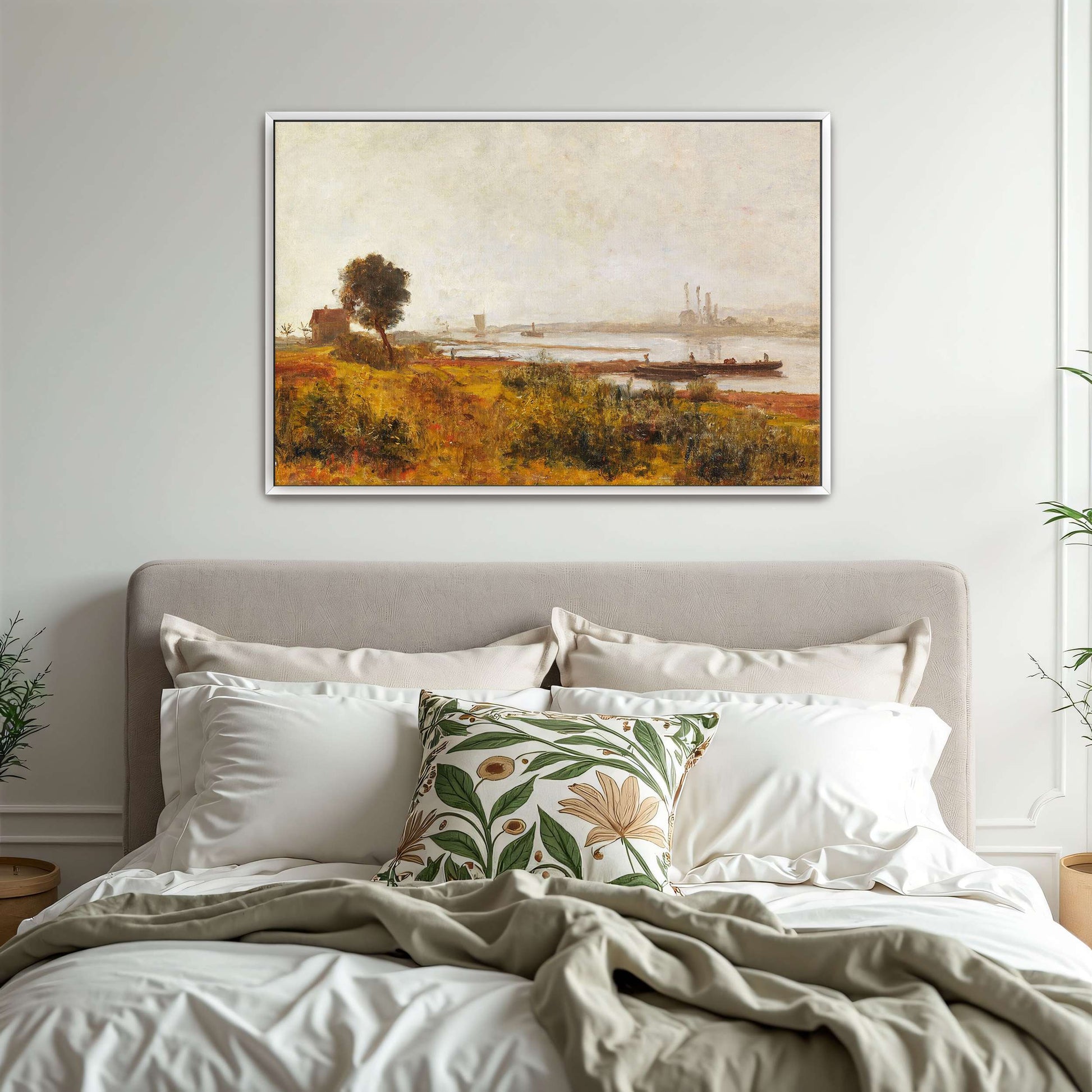 River Landscape with Boats and a House by Paul Baum