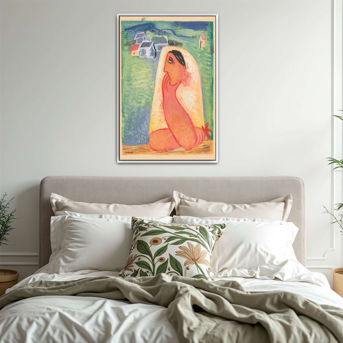 Woman In A Veil, Contemplative, Rural Setting By Mikuláš Galanda