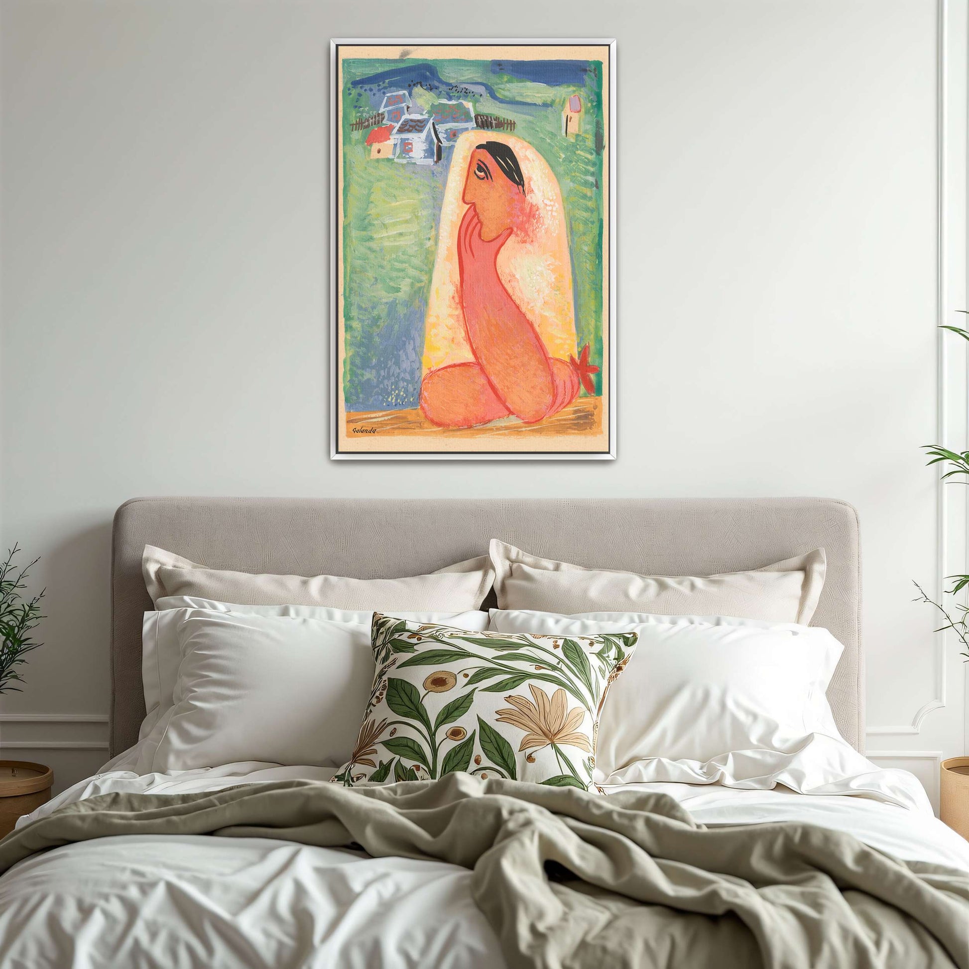 Woman In A Veil, Contemplative, Rural Setting By Mikuláš Galanda