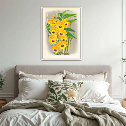 Yellow orchid botanical illustration by Jean Jules Linden