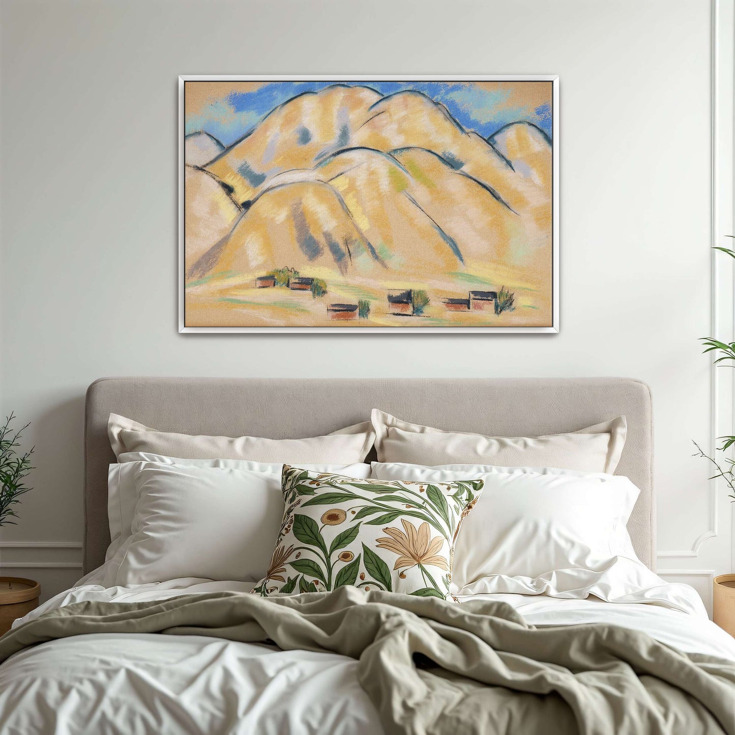 Pastel painting of hills and houses by Marsden Hartley