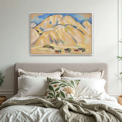 Pastel painting of hills and houses by Marsden Hartley