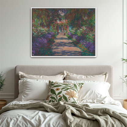 Path Through Lush Garden With Purple Flowers By Claude Monet